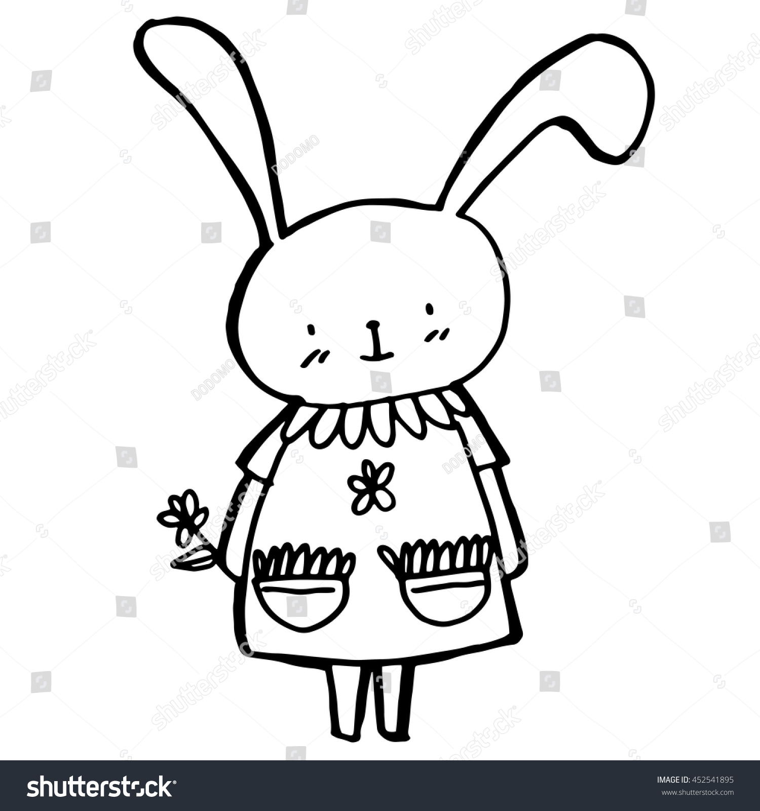 Doodle Art Rabbit Cute Little Skirt Stock Vector Royalty Free