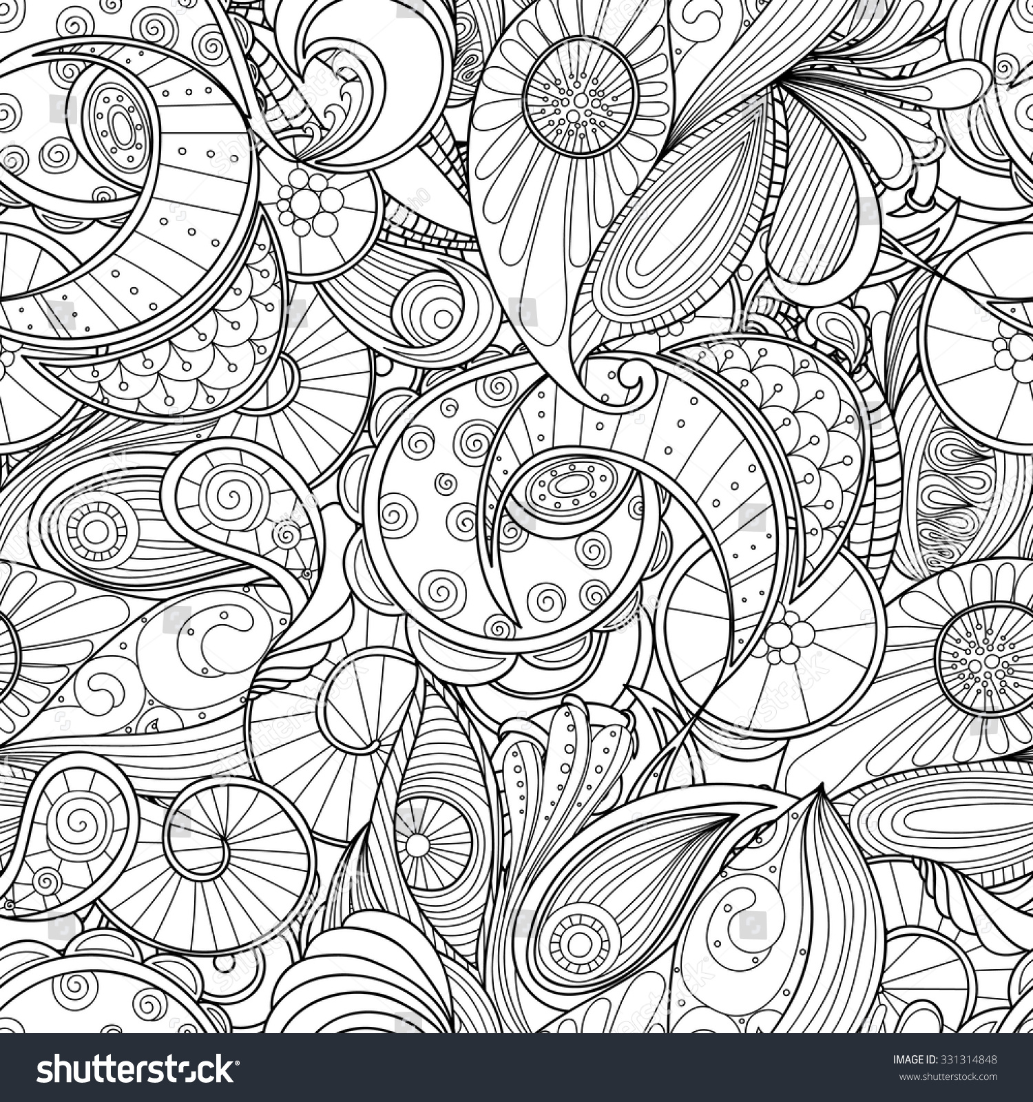 Doodle Black White Abstract Handdrawn Background Stock Vector (Royalty