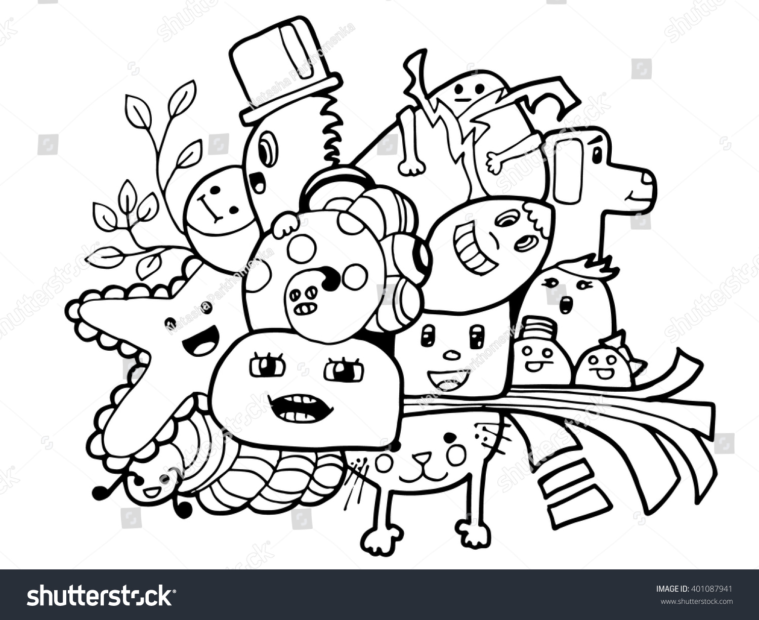 Doodle Characters Cartoon Stock Vector 401087941 - Shutterstock