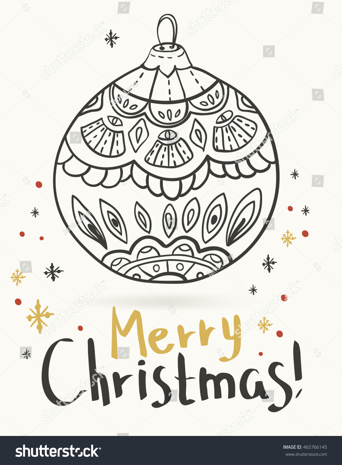 Doodle Christmas Ball Christmas Card Vector Stock Vector Royalty