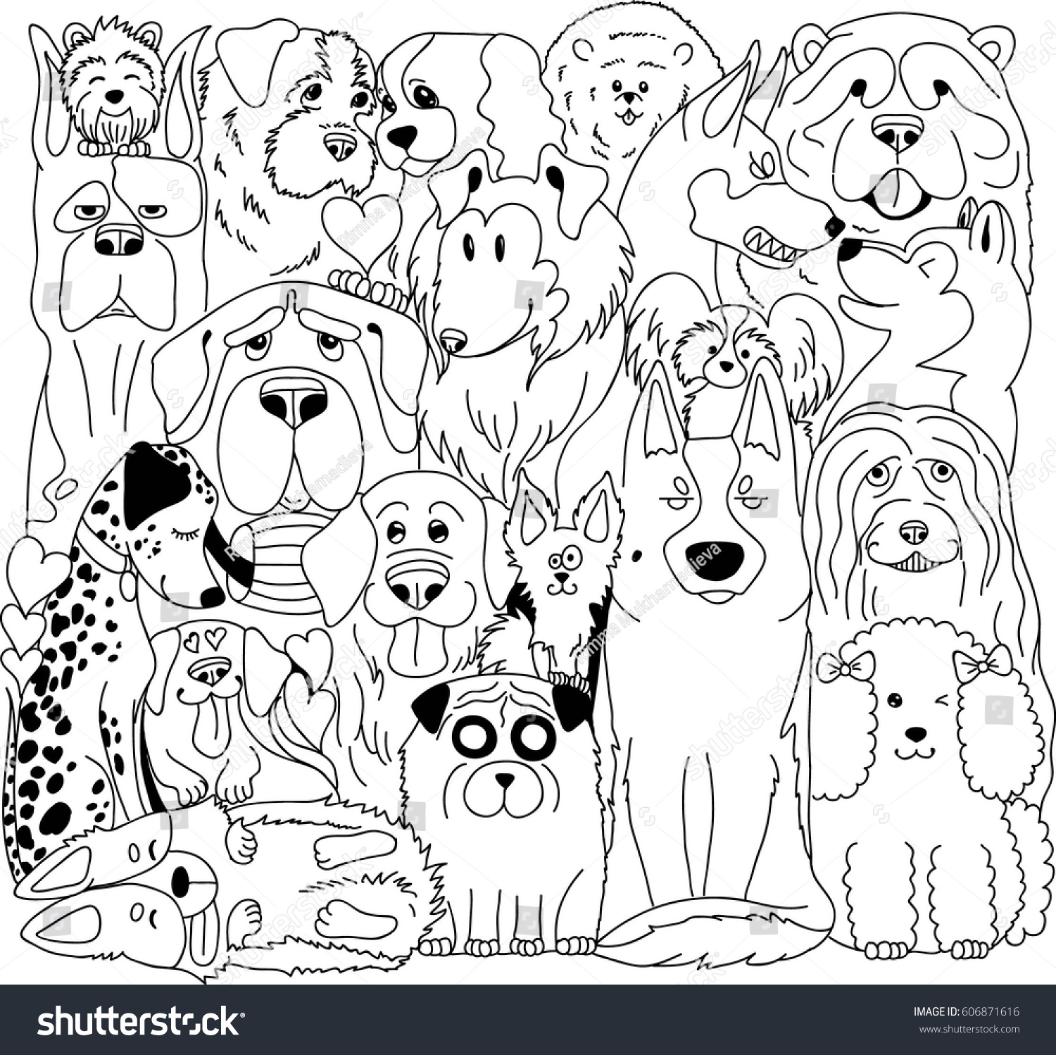 Doodle Dogs Stock Vector Royalty Free 606871616 Shutterstock