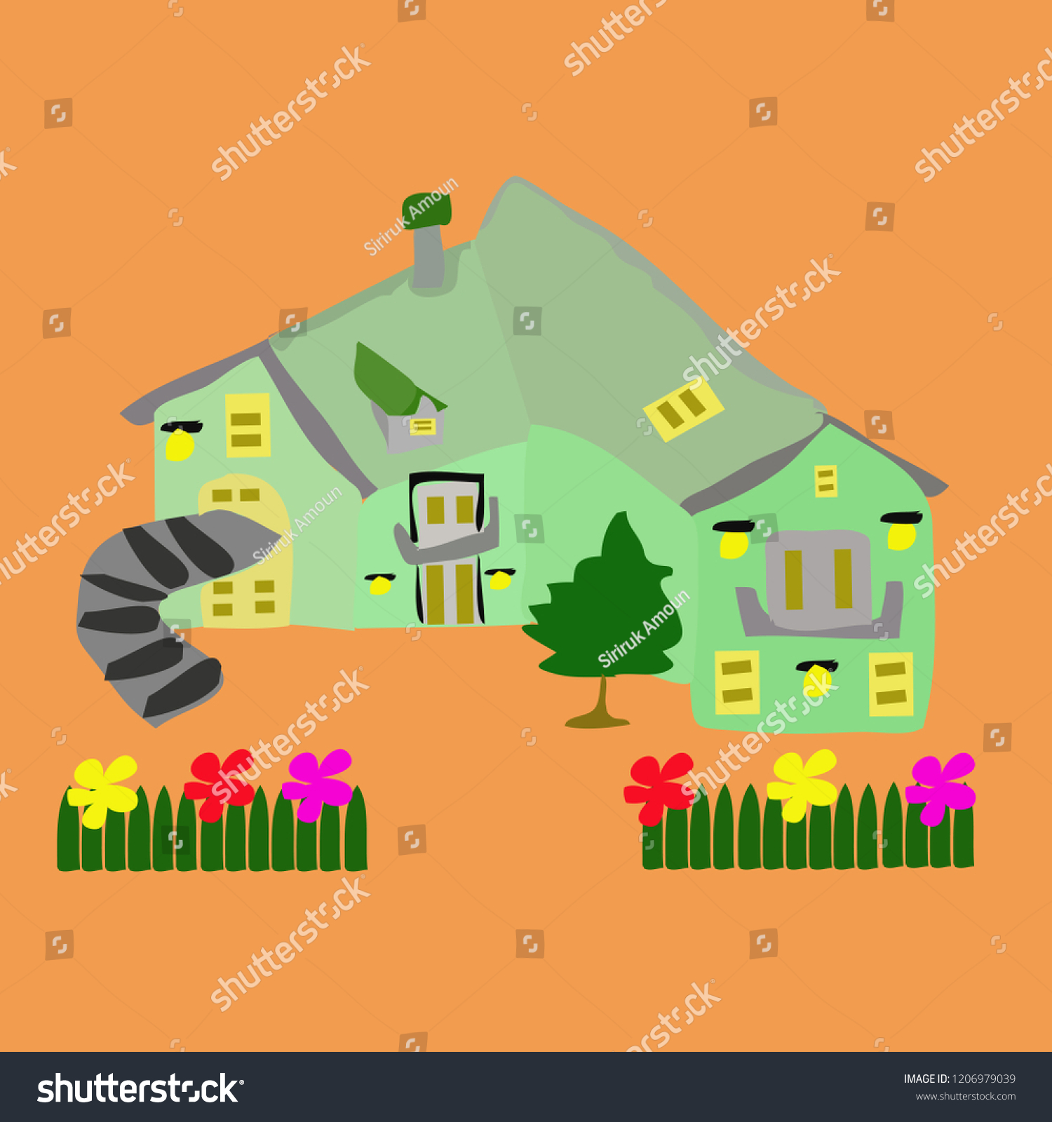 Doodle Dream House Simple Style Stock Vector Royalty Free 1206979039
