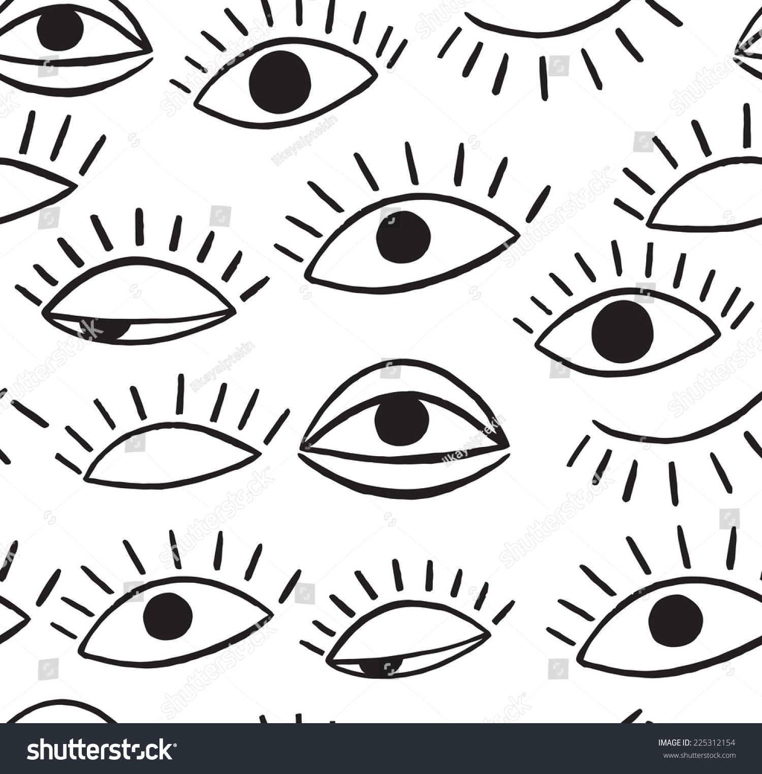 Doodle Eye, Seamless Pattern. Stock Vector Illustration 225312154 ...