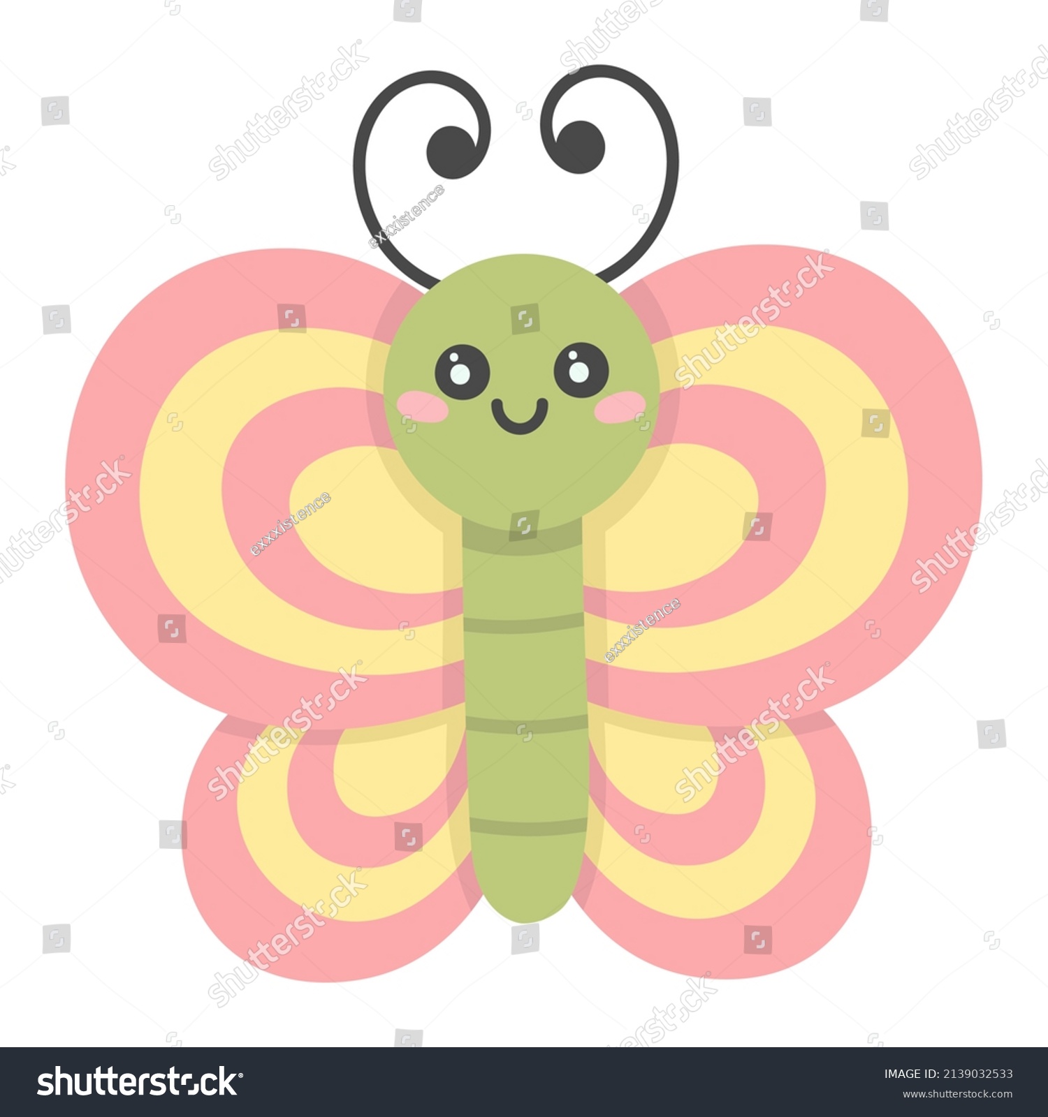 Doodle Flat Clipart Cute Little Butterfly Stock Vector (Royalty Free ...