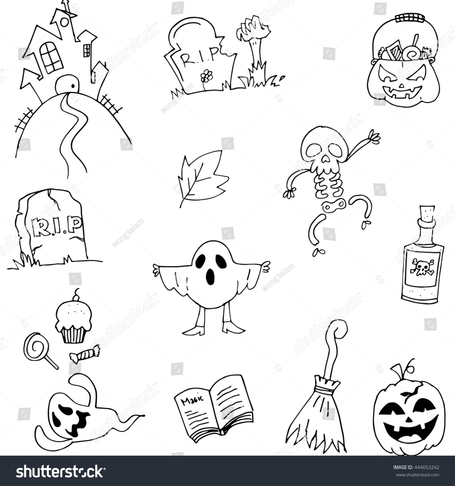 Doodle Flat Halloween Hand Draw Vector Stock Vector Royalty Free