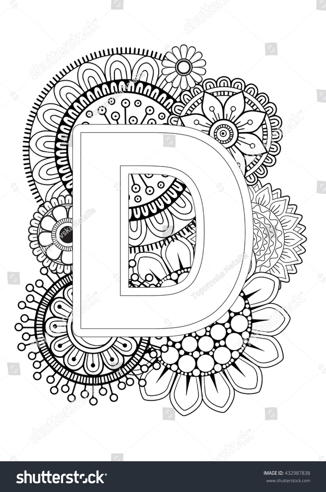 Doodle Mandala Art Letter A
