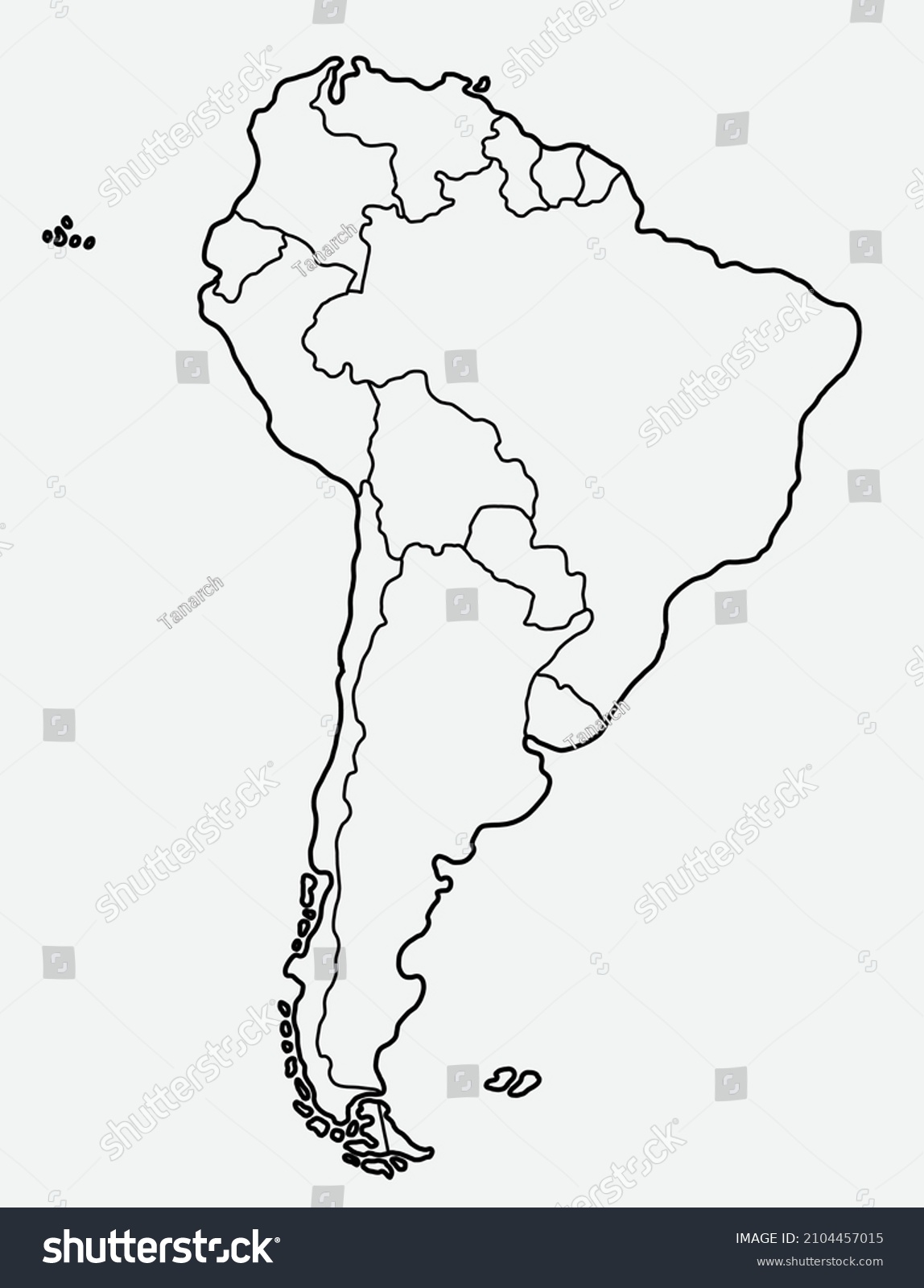 Doodle Freehand Drawing South America Map Stock Vector (Royalty Free ...