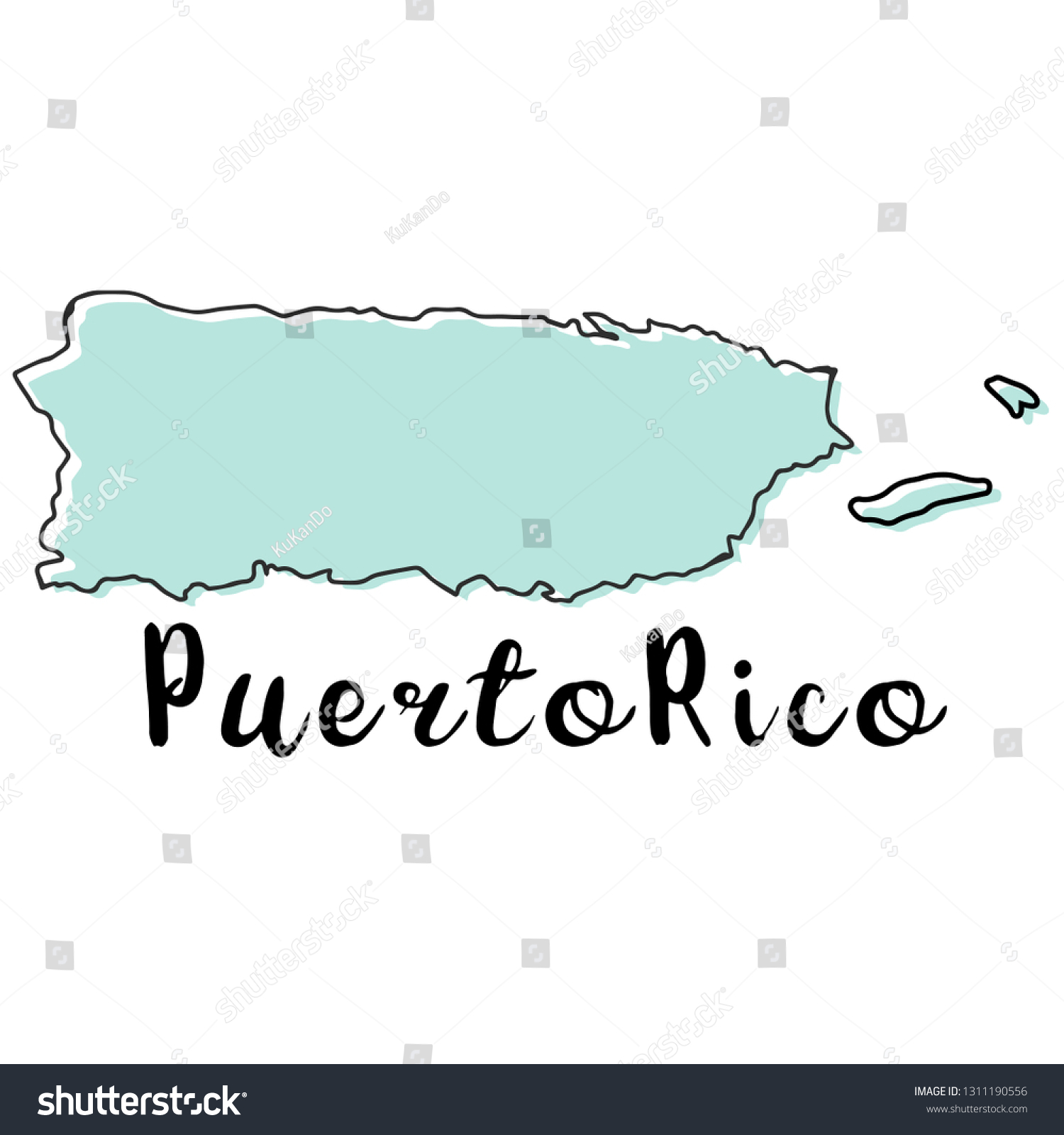 Doodle Freehand Map Sketch Puerto Rico Stock Vector Royalty Free