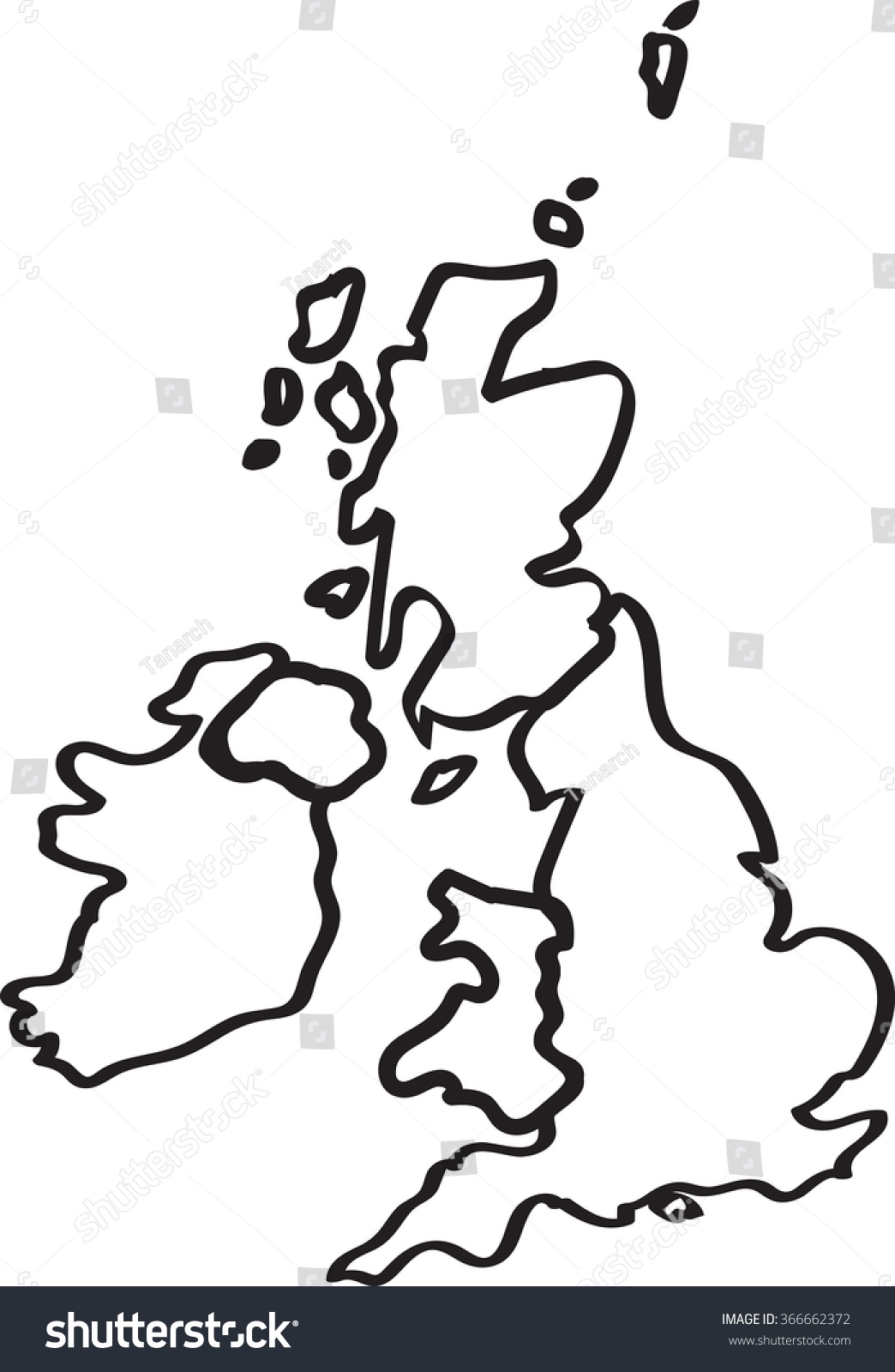 Doodle Freehand Outline Sketch Great Britain Stock Vector ...