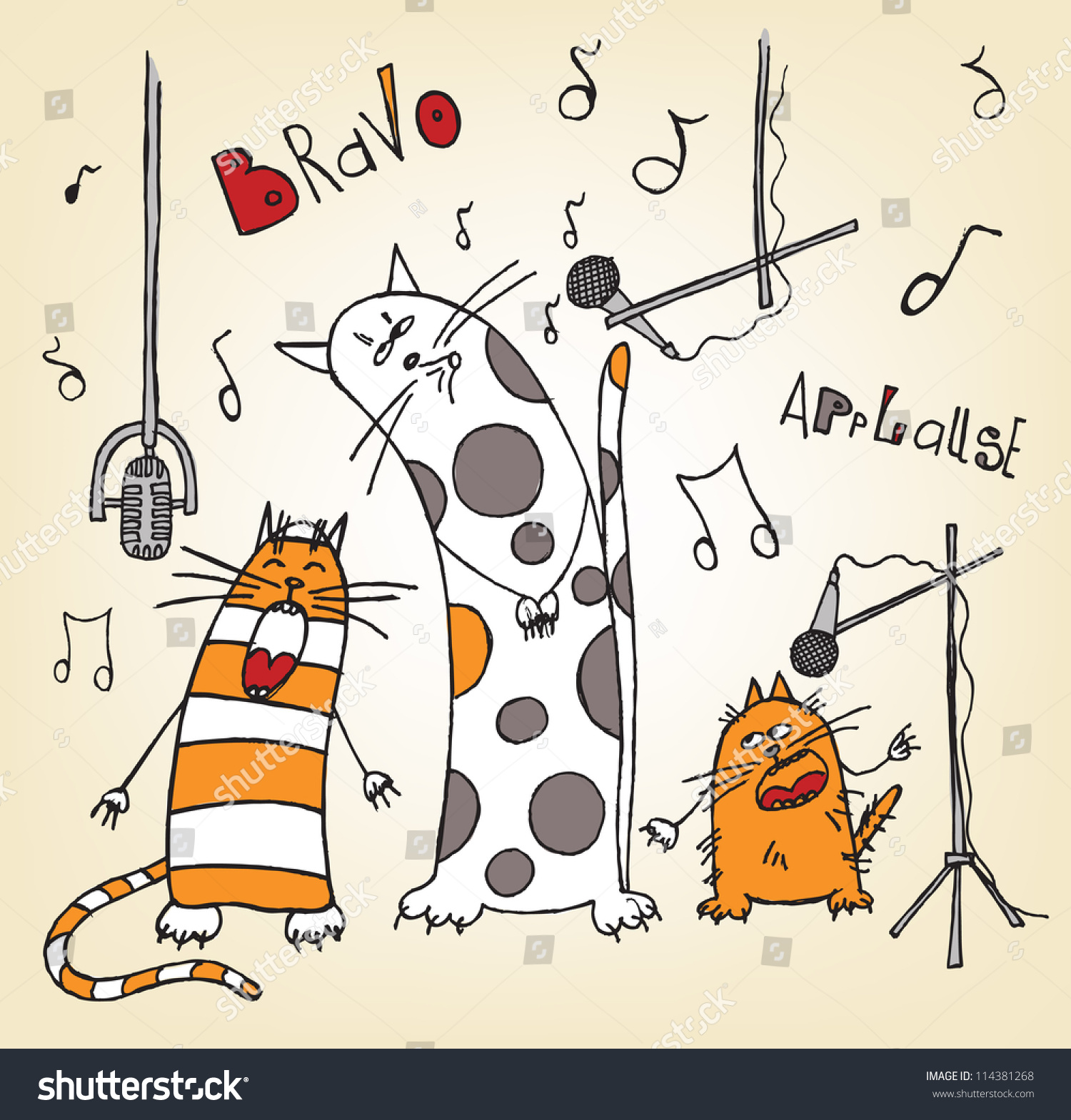 Doodle Funny Cats Stock Vector (Royalty Free) 114381268