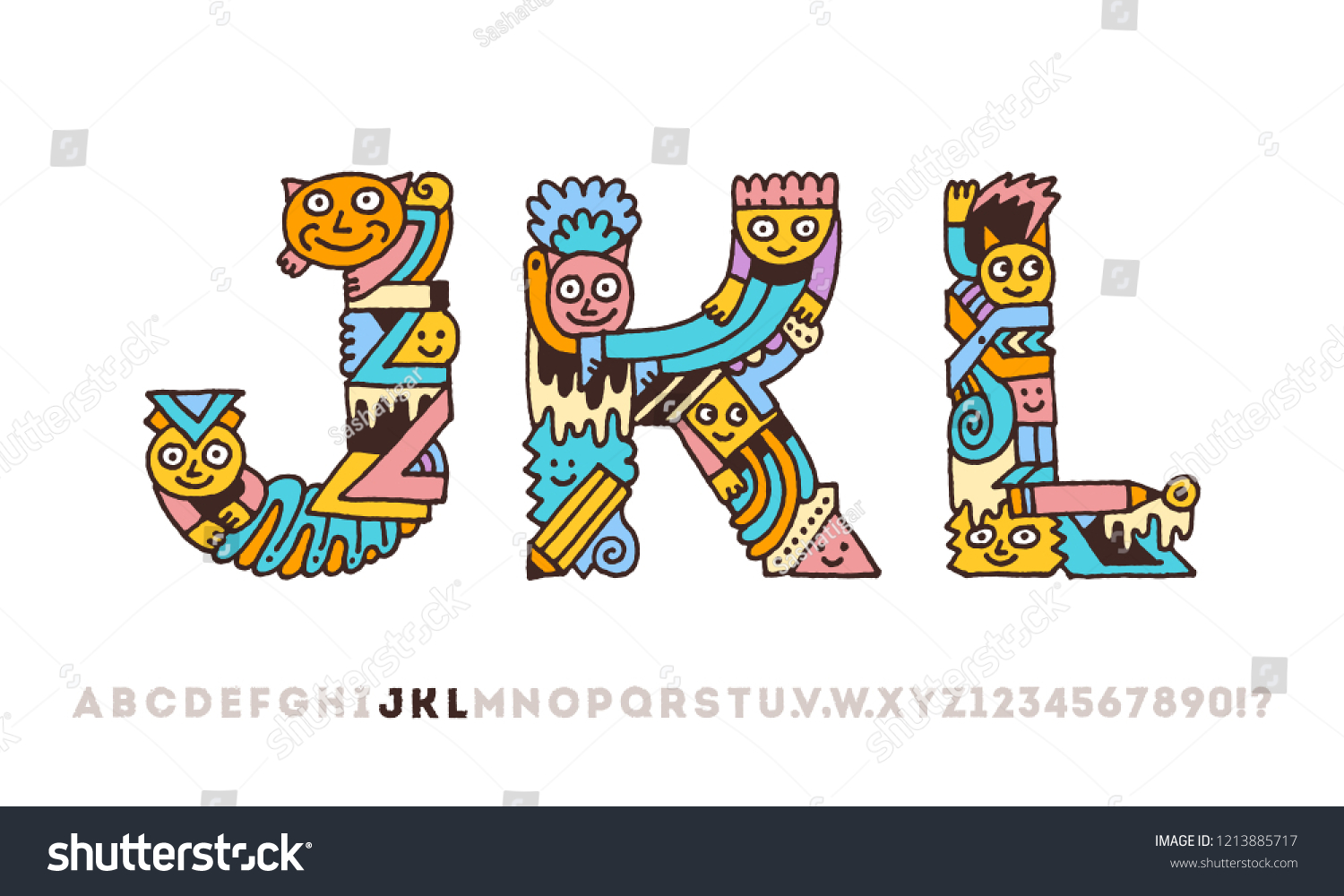 Doodle Funny Graphic Artistic Alphabet Letters Stock Vector Royalty Free