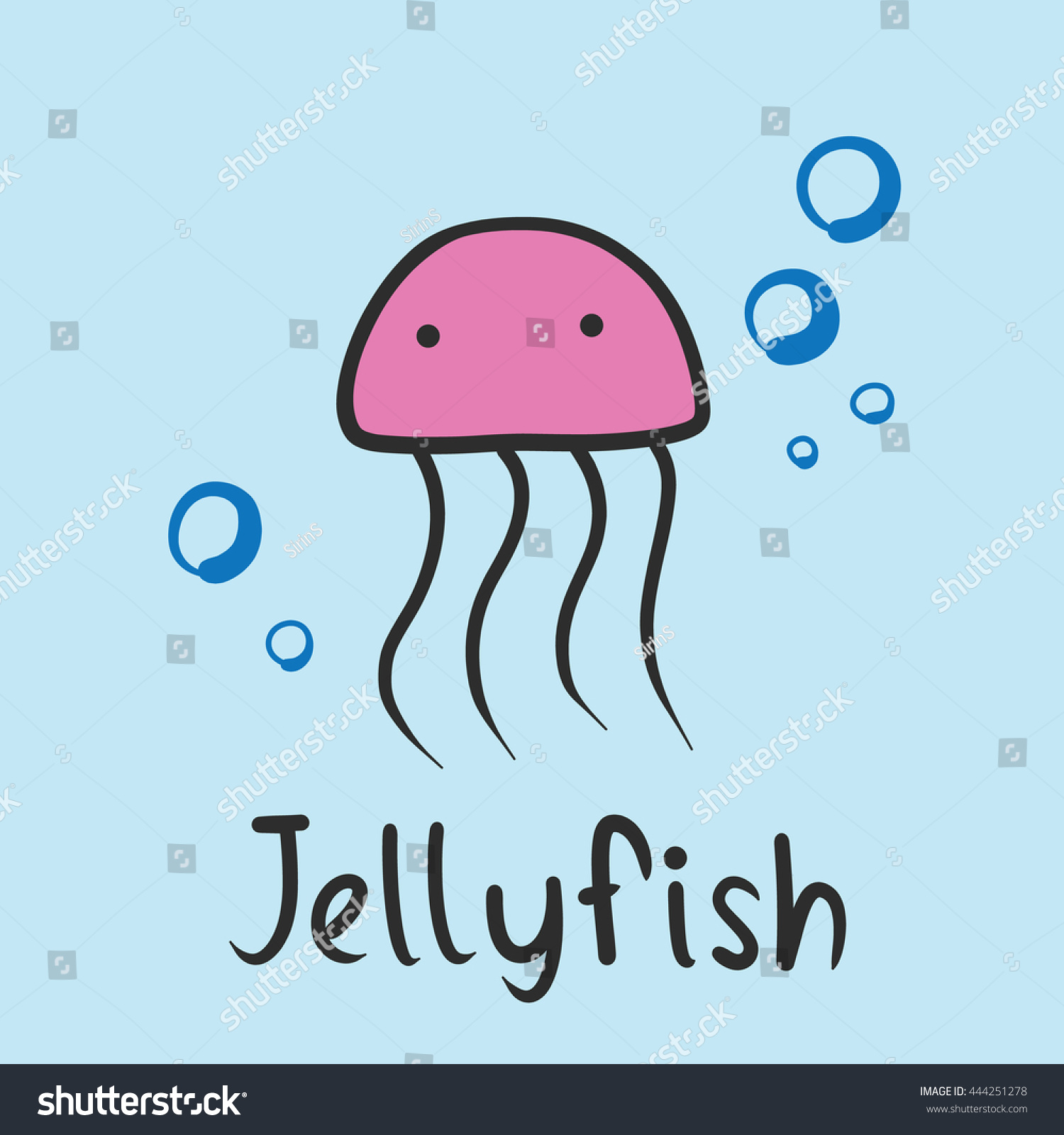 Doodle Hand Draw Jellyfish Bubble Vector Stock Vector (Royalty Free ...