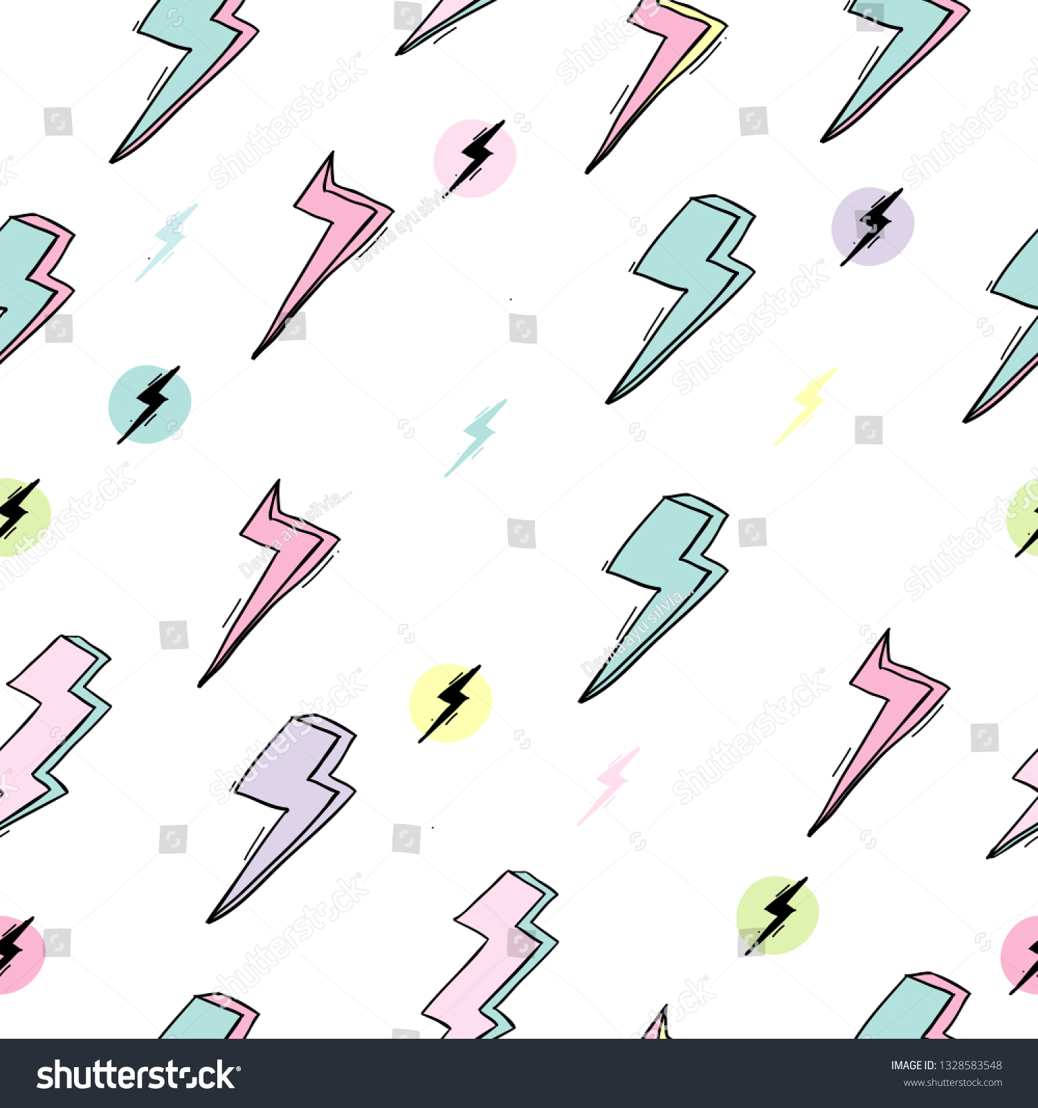 Doodle Hand Drawn Lightning Bolts Vector Stock Vector (Royalty Free ...