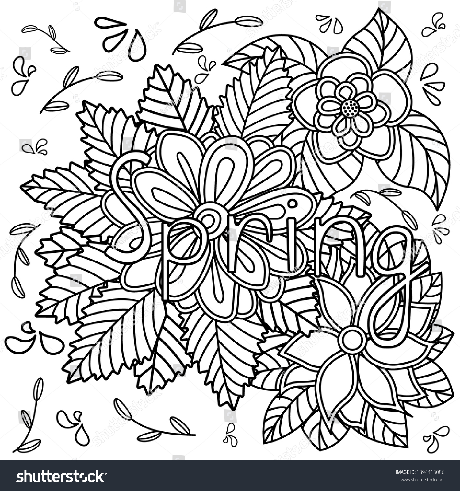 Doodle Hand Drawn Spring Flowers Illustration Stock Vector (Royalty ...