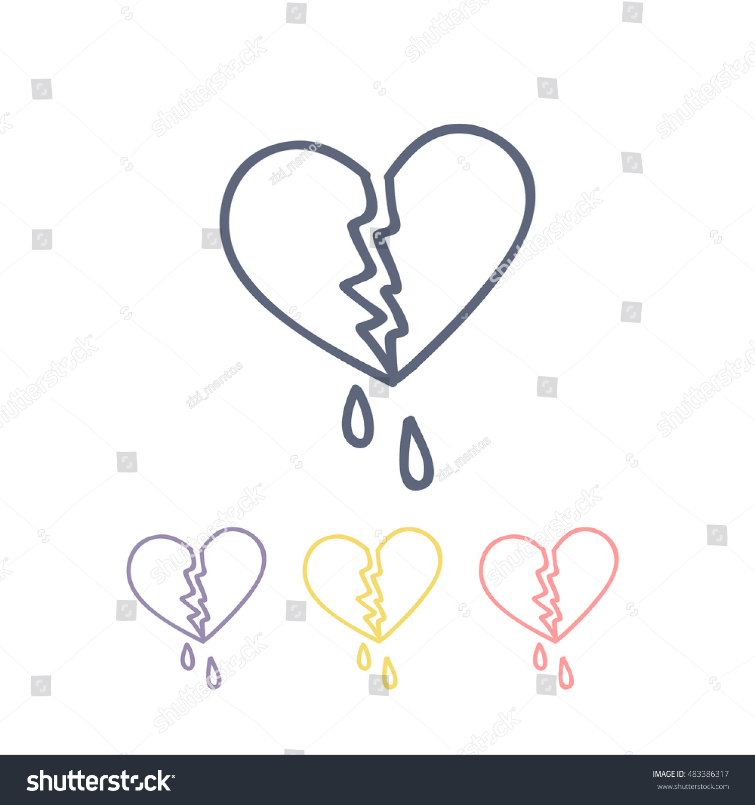 Doodle Icon Broken Heart Vector Illustration Stock Vector Royalty