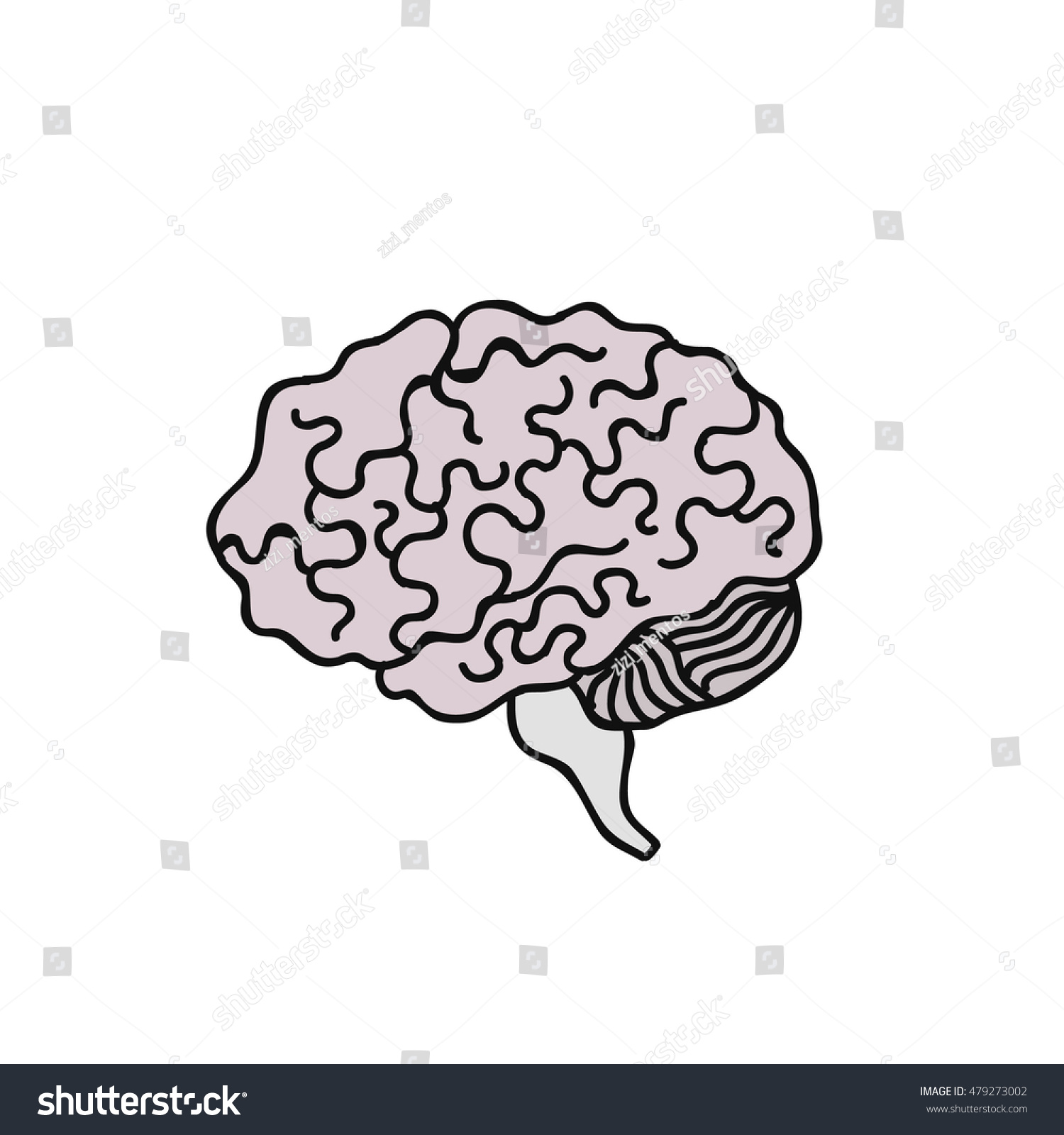 Doodle Icon Human Brain Vector Illustration Stock Vector Shutterstock