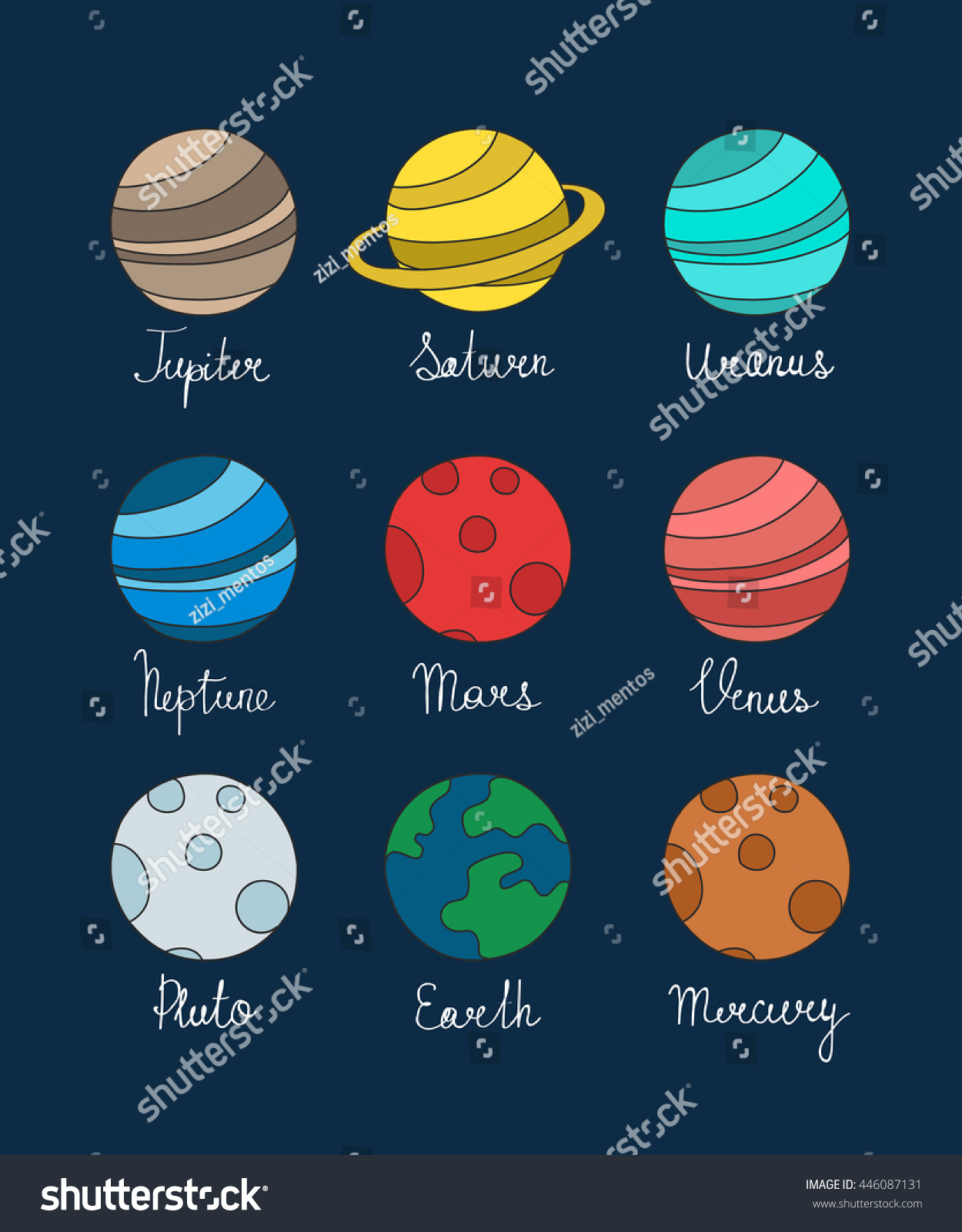 Doodle Icons Solar System Planets Vector Stock Vector - vrogue.co