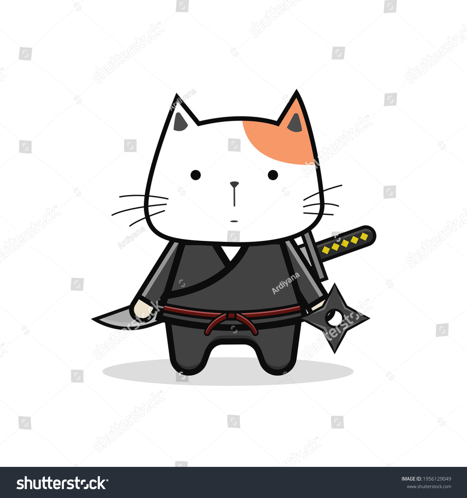 Doodle Illustration Cat Ninja Vector Graphics Stock Vector (Royalty ...