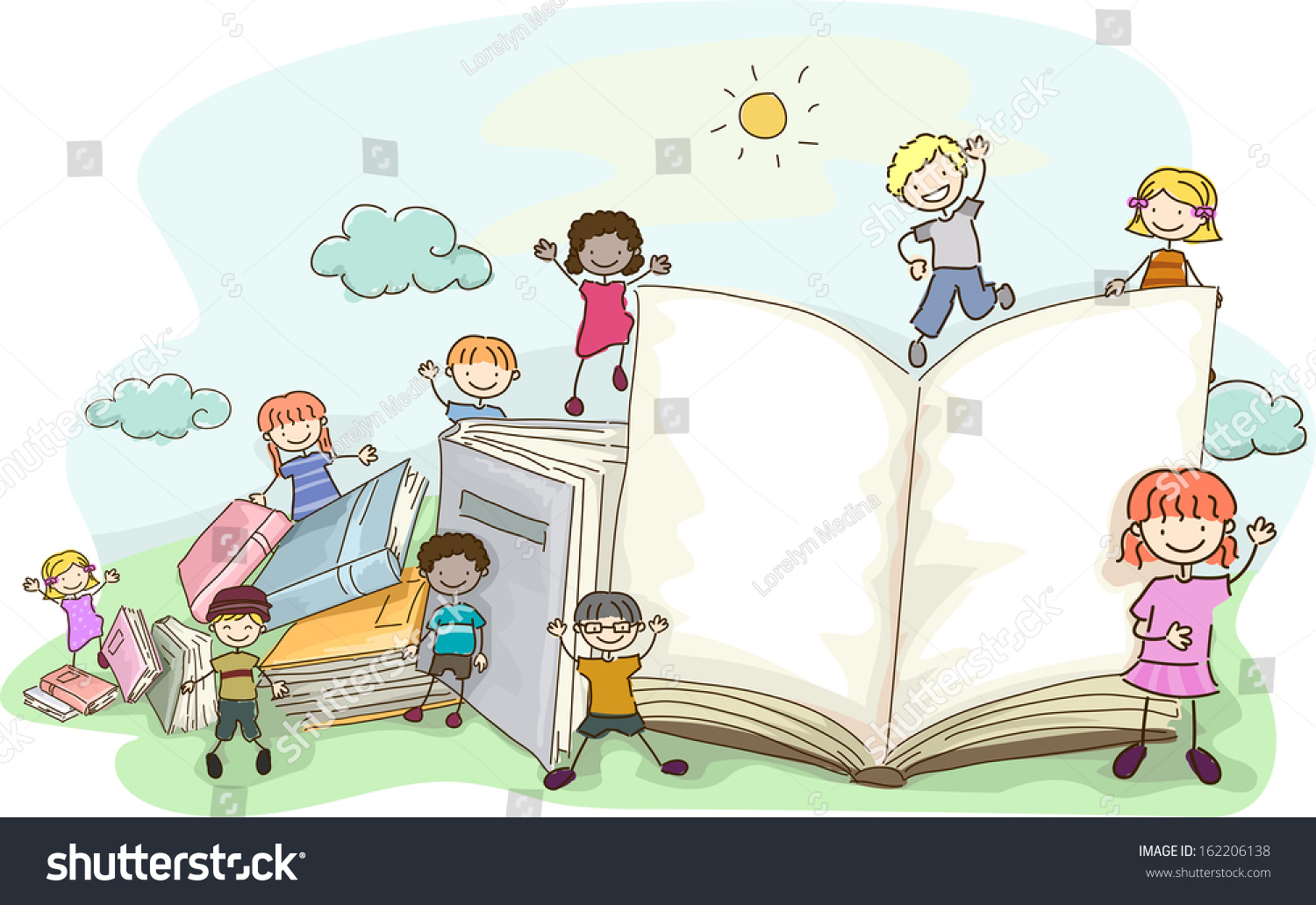 Doodle Illustration Featuring Kids Playing Around Stock Vector (Royalty ...