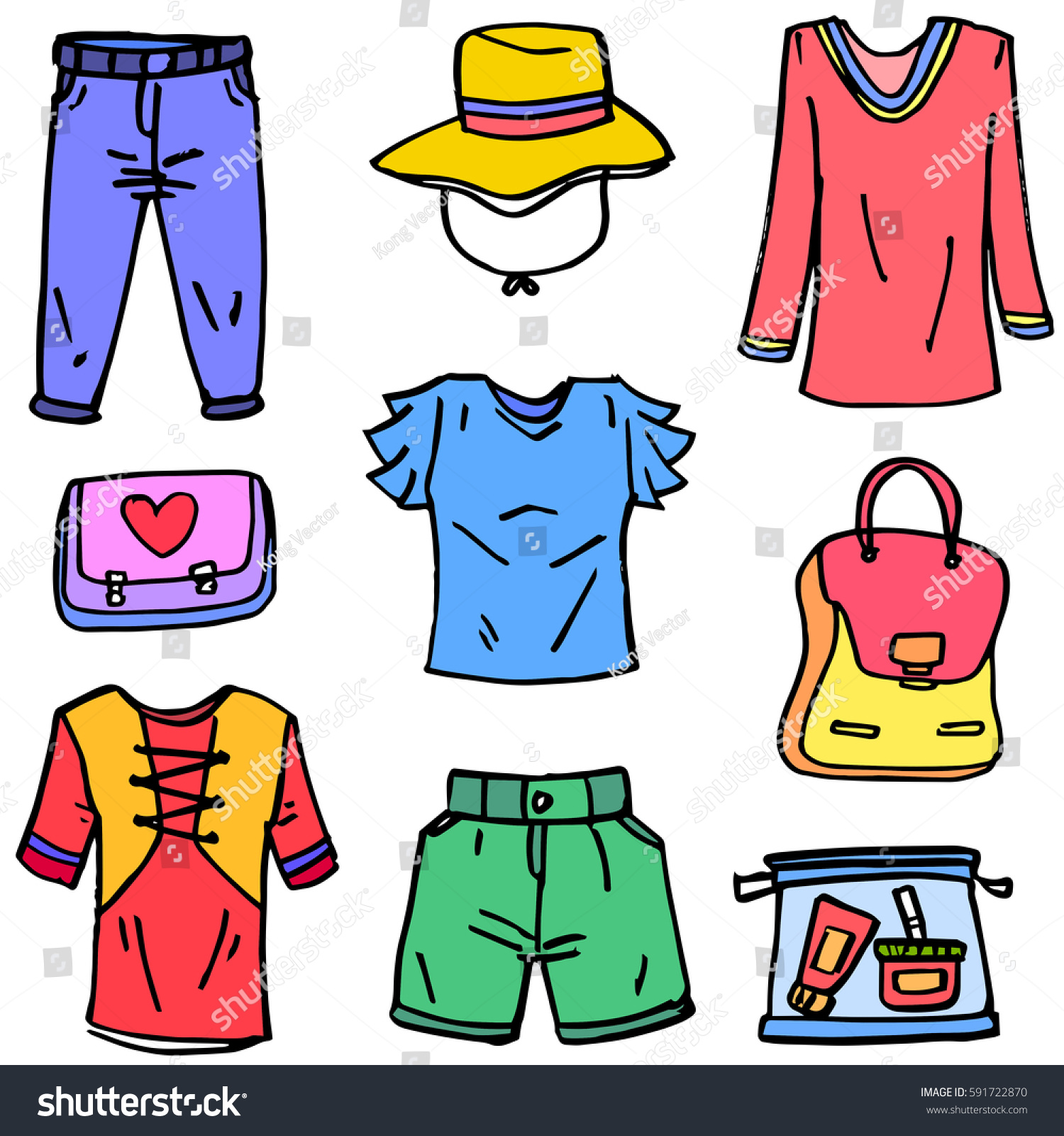 Doodle Clothes Style Women Theme Vector Stock Vector (Royalty Free ...