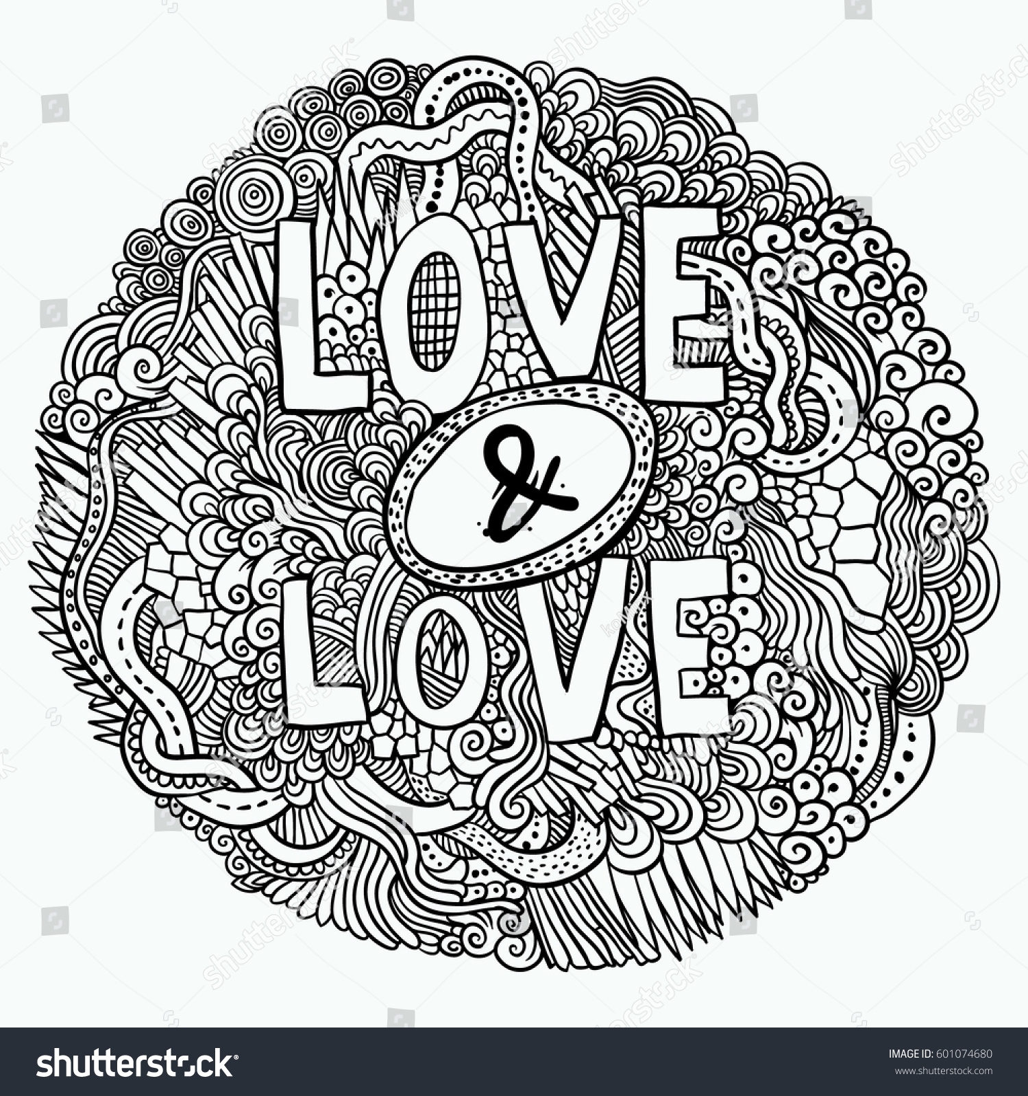 Doodle Love Love Letter Stock Vector Royalty Free 601074680