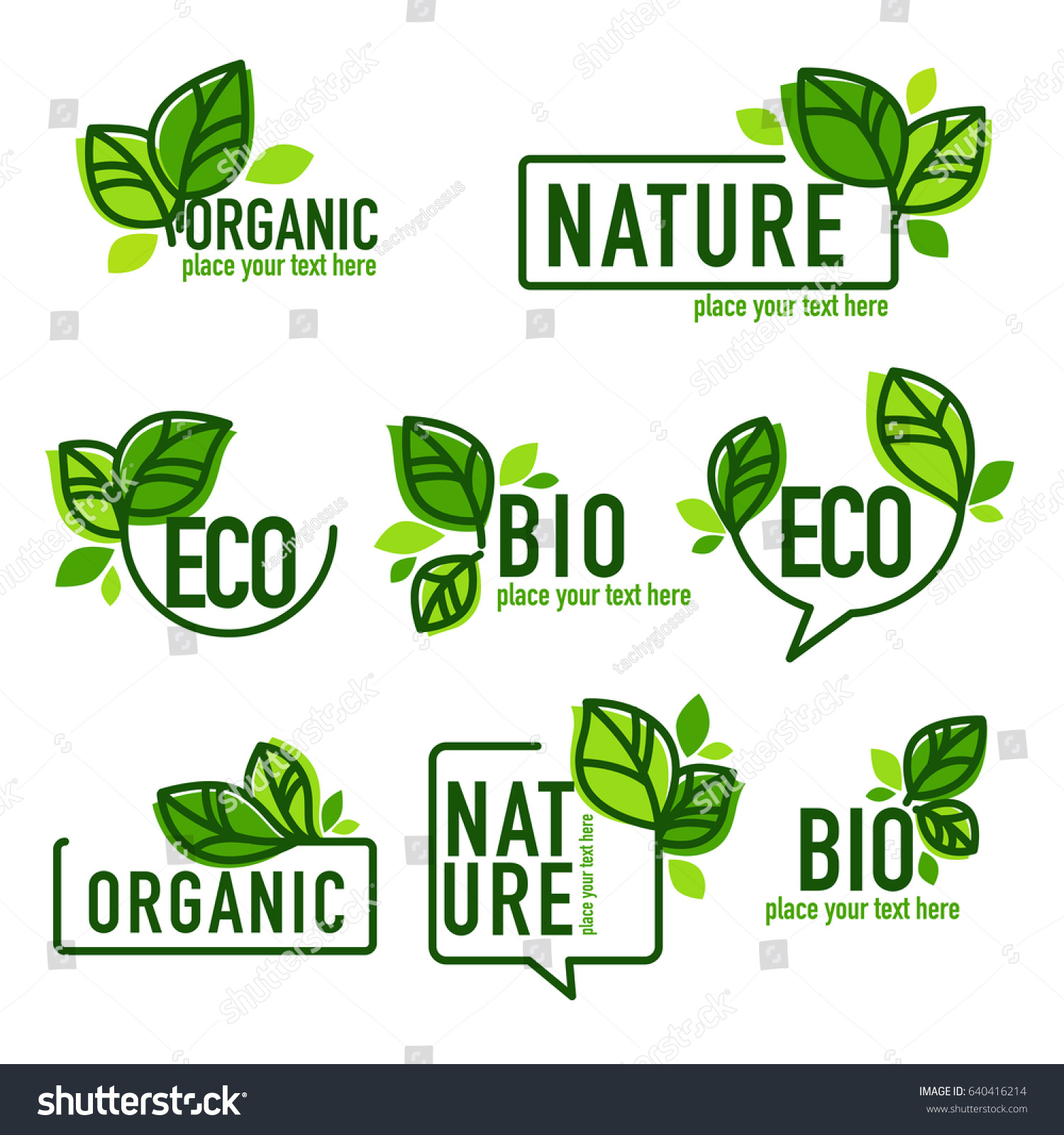 Doodle Organic Leaves Emblems Elements Frames Stock Vector (Royalty ...