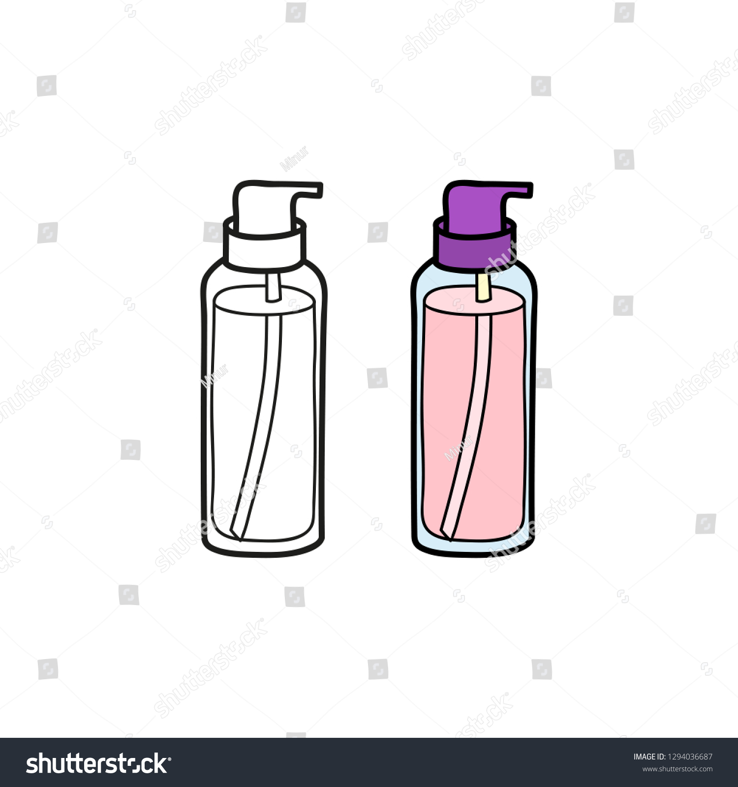 Doodle Outline Colored Hair Serum Oil Stock Vector Royalty Free 1294036687