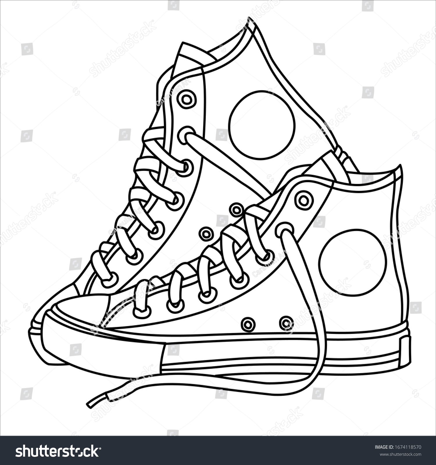 Doodle Outline Vector Illustration Shoes Cute Stock Vector (Royalty ...