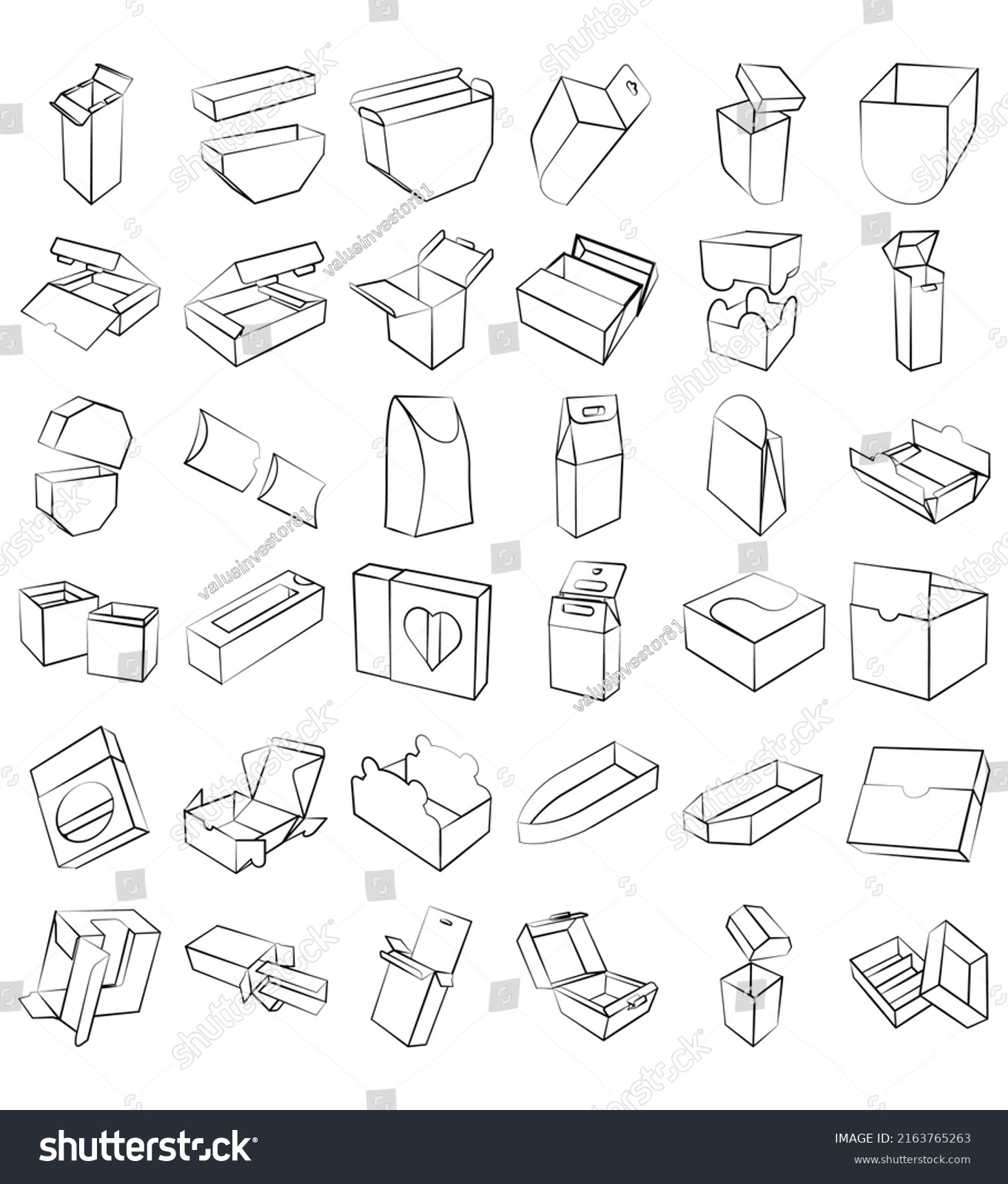 Doodle Packaging Box Line Art Cartoon Stock Vector (Royalty Free ...