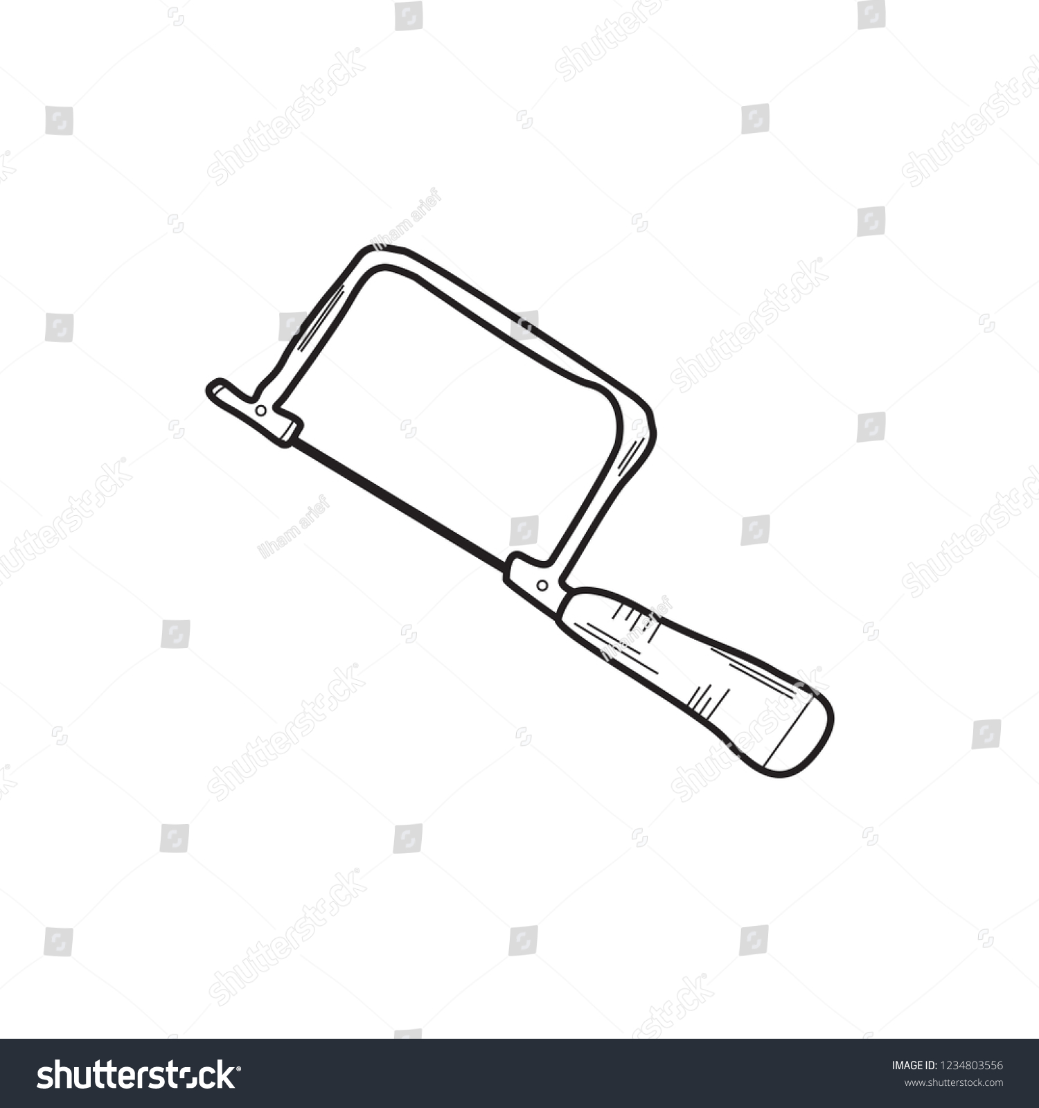 black and white hand saw outline clip art preview