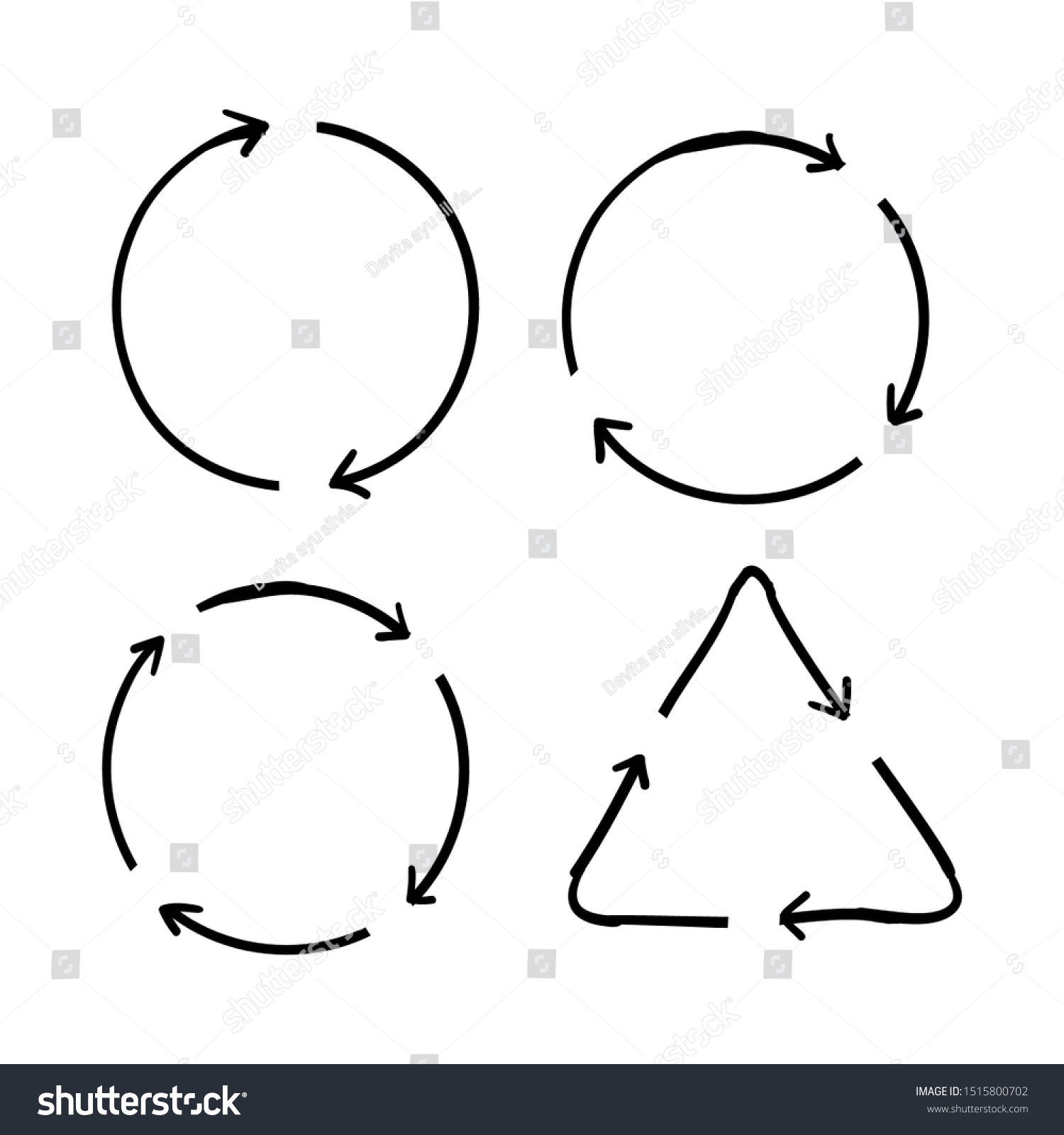 Doodle Recycle Arrow Symbol Means Using Stock Vector Royalty Free Shutterstock