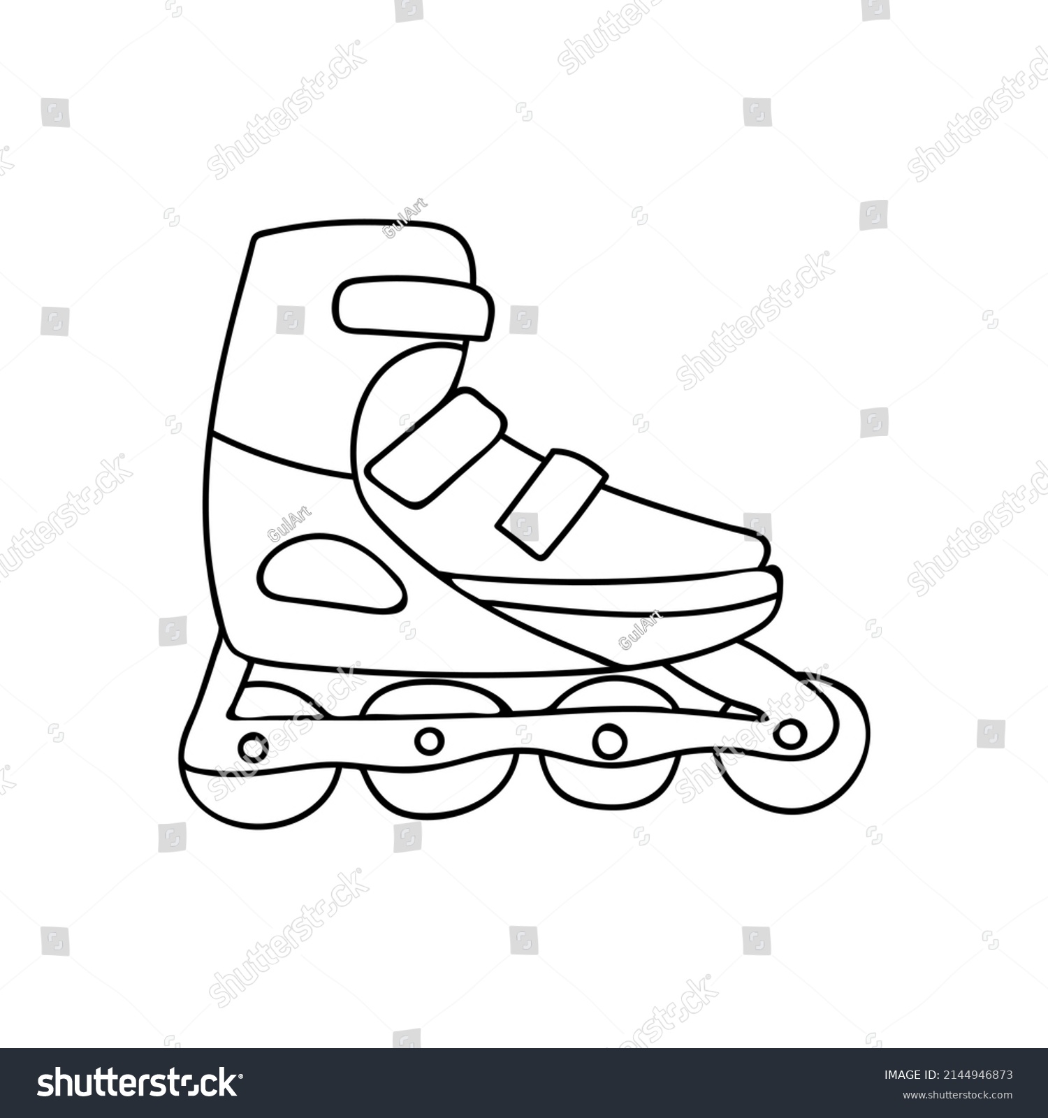 Doodle Roller Skates Illustration Vector Hand Stock Vector (Royalty