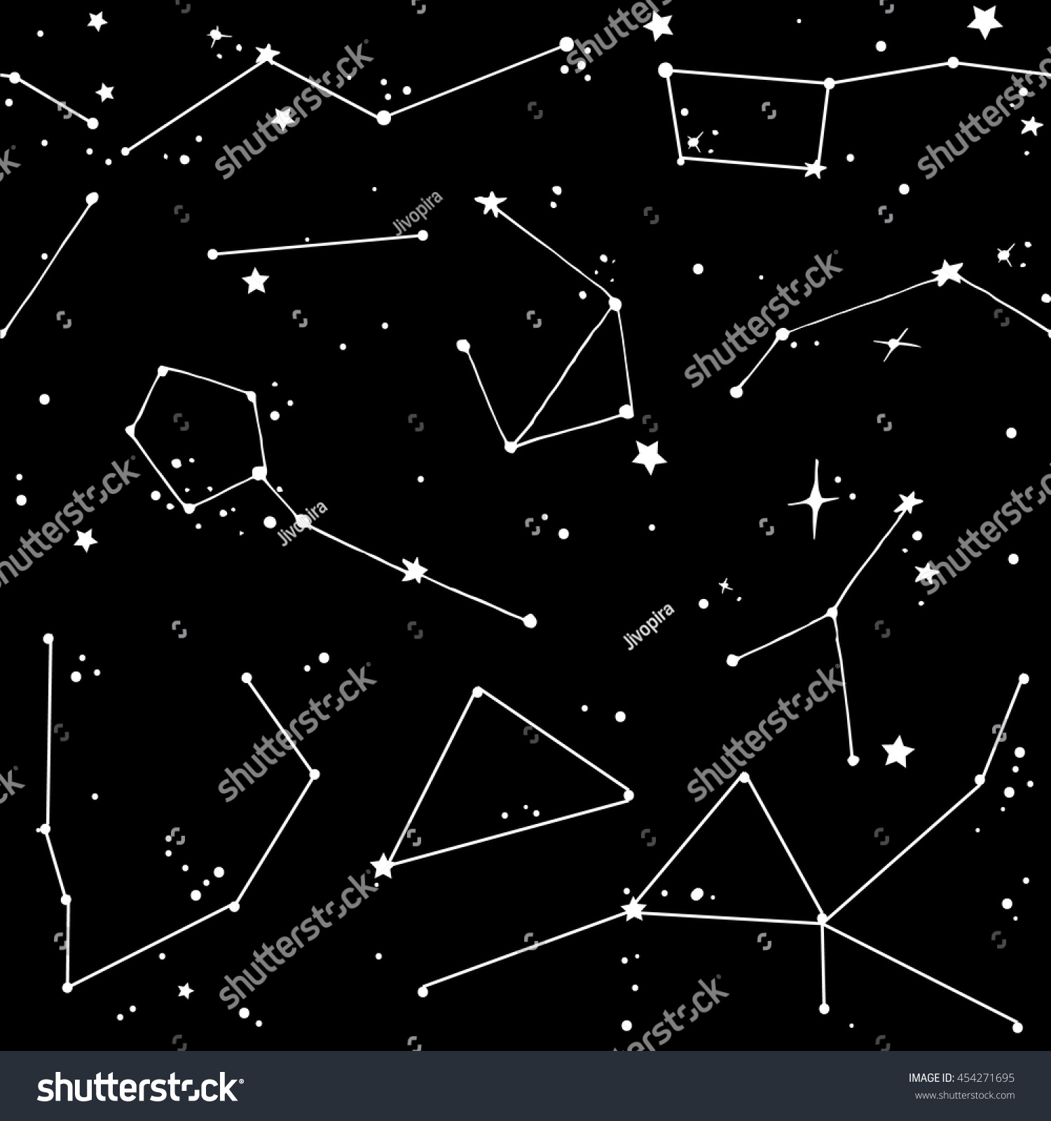 Doodle Seamless Black Pattern Different Constellations Stock Vector ...