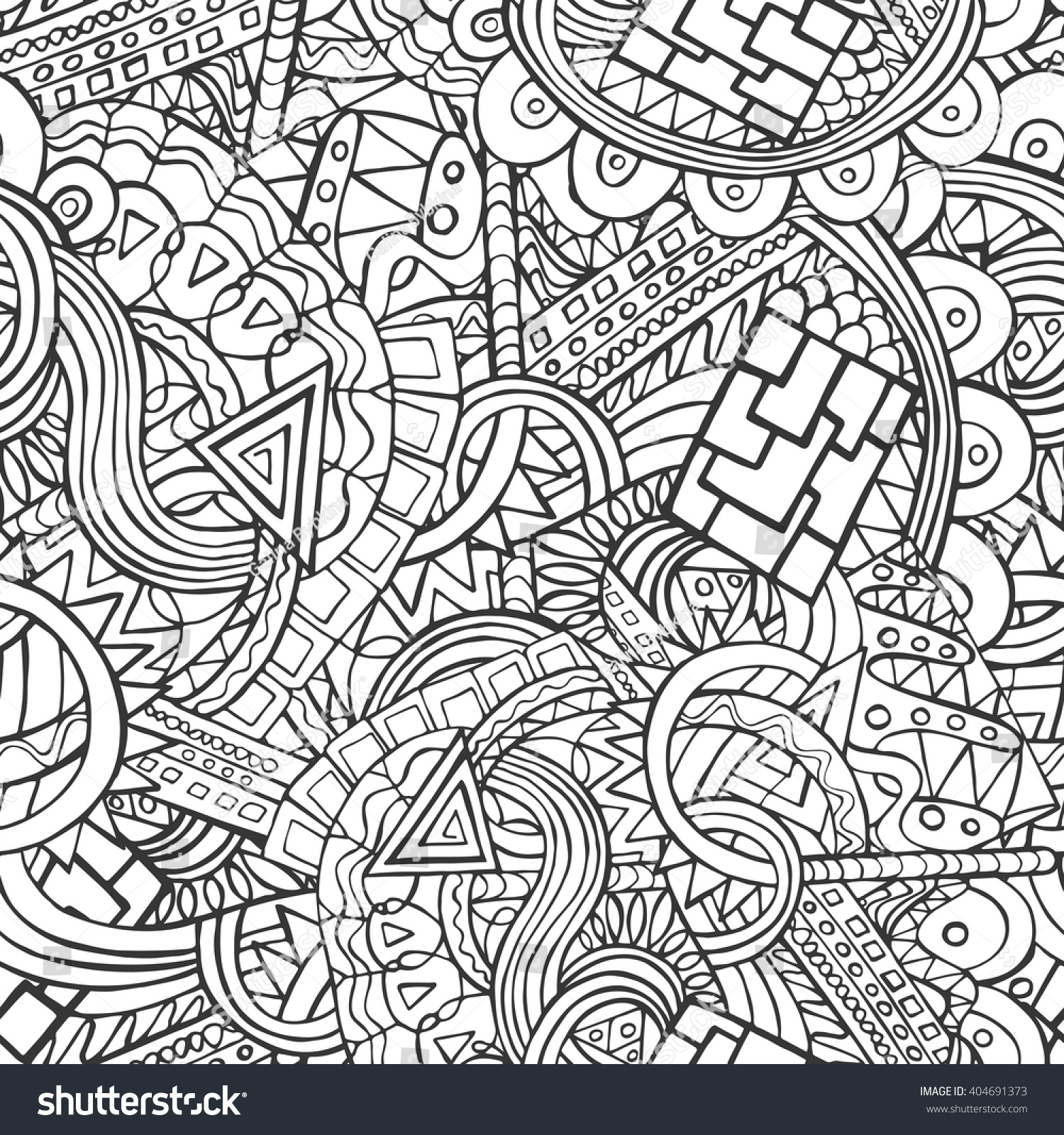 Doodle Seamless Pattern Random Shapes Lines Stock Vector Royalty