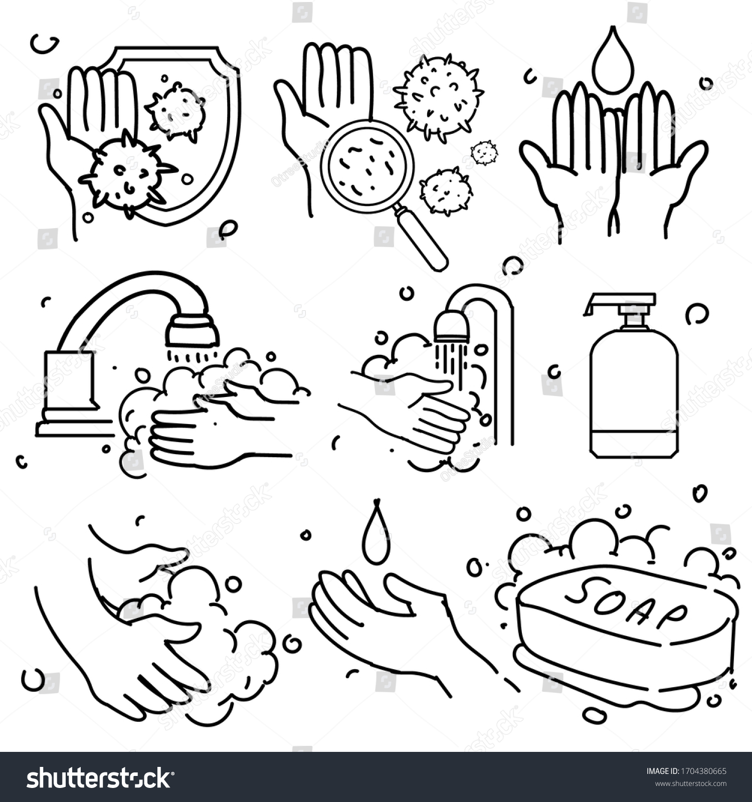 Doodle Set Washing Hands Contains Such Stock Vector (Royalty Free ...