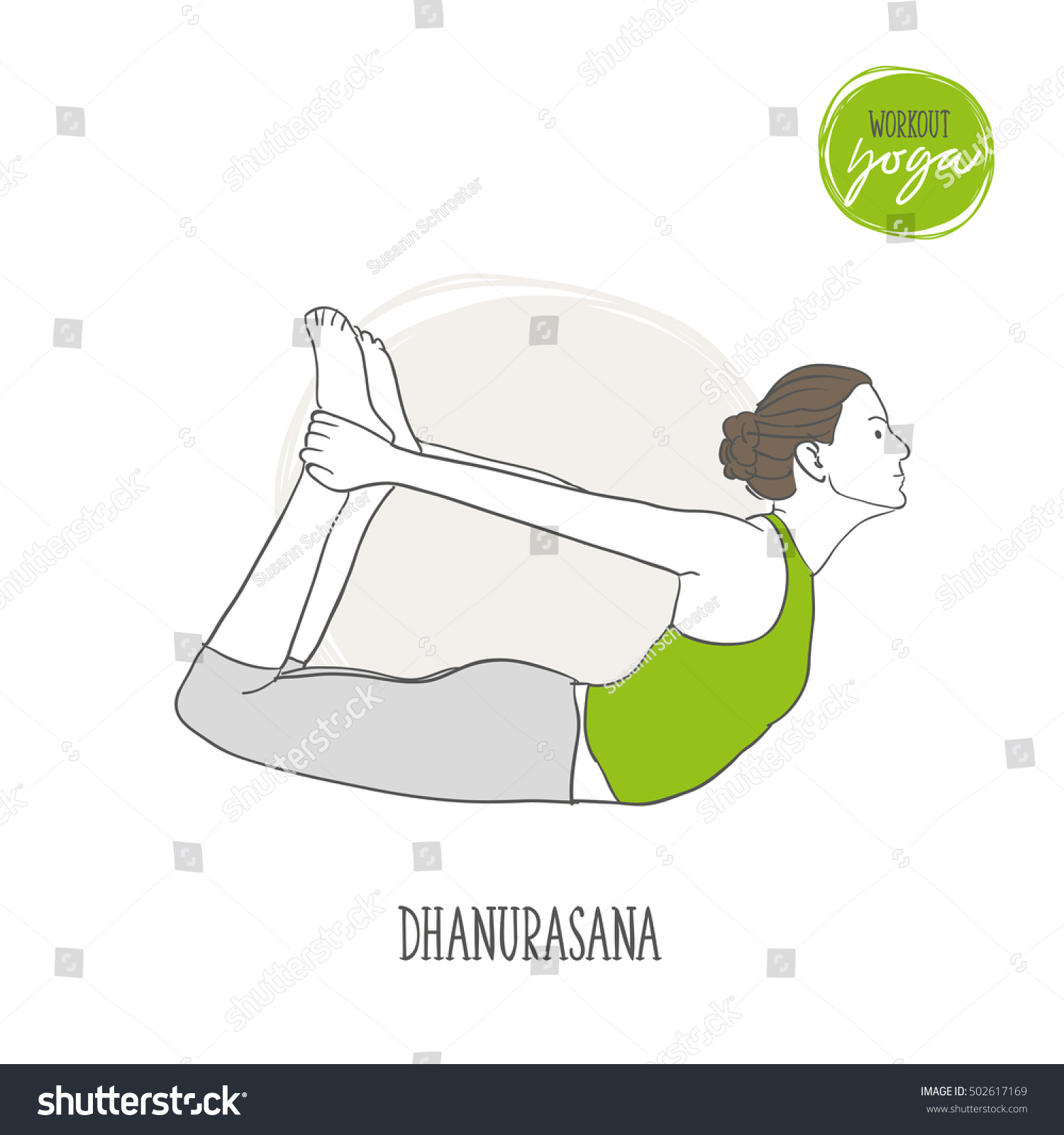 Doodle Set Yoga Workout Dhanurasana Sport Stock Vector Royalty Free 502617169