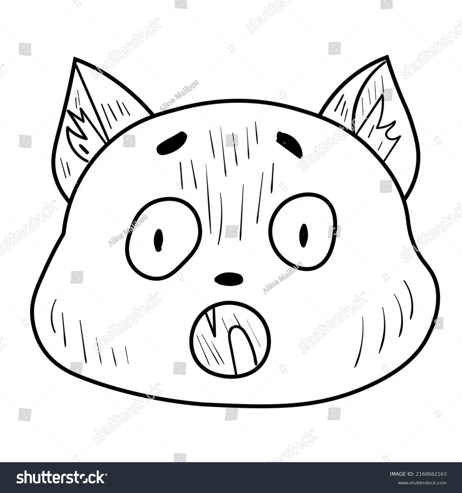 Doodle Shocked Cat Emotion Heademoji Icon Stock Vector Royalty Free