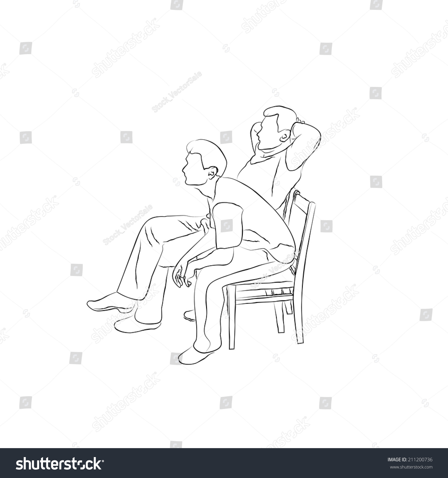 Doodle Sketch Men Sit On Chairs Stock Vector 211200736 - Shutterstock