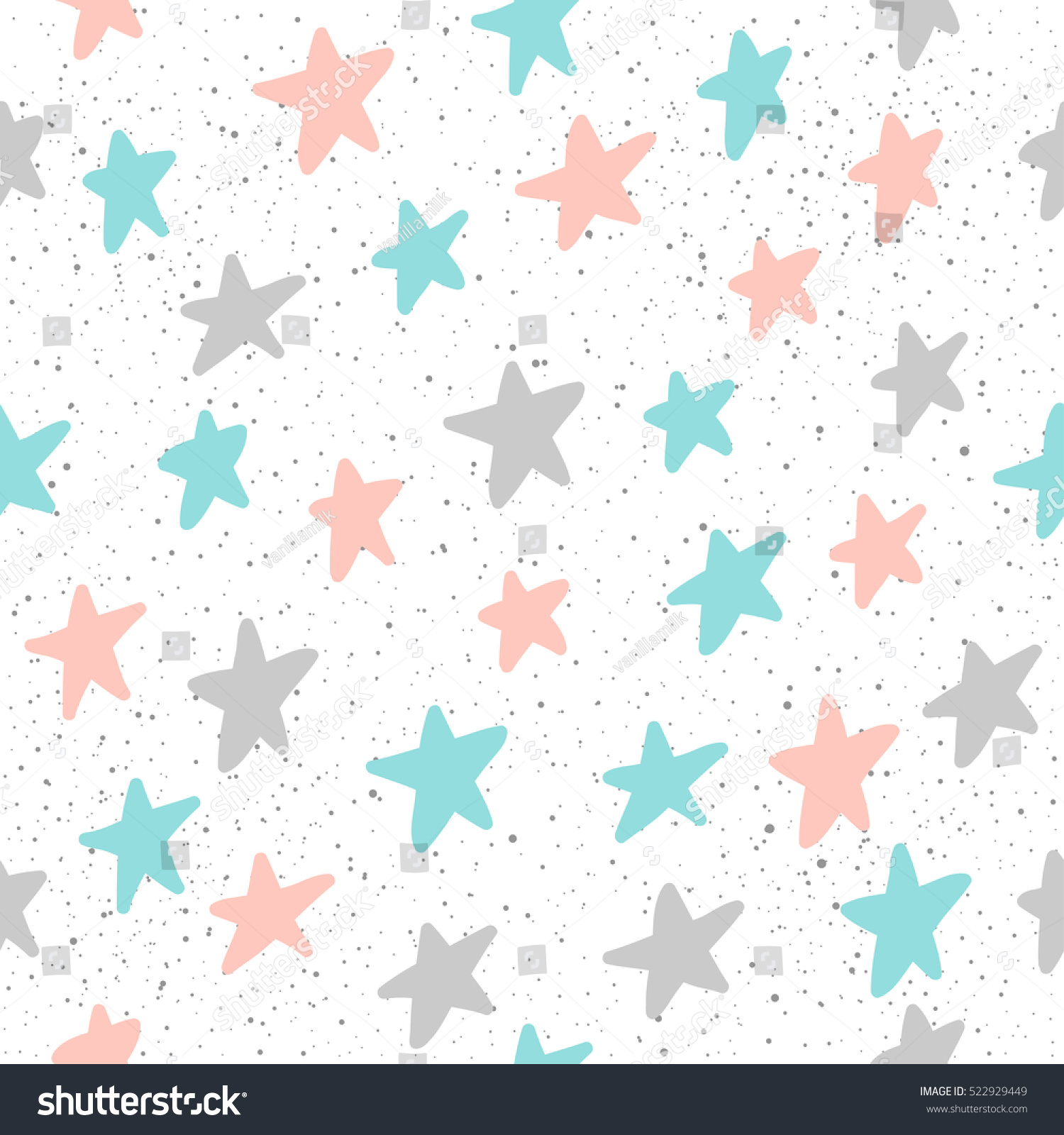 Doodle Star Seamless Background Grey Blue Stock Vector (Royalty Free ...