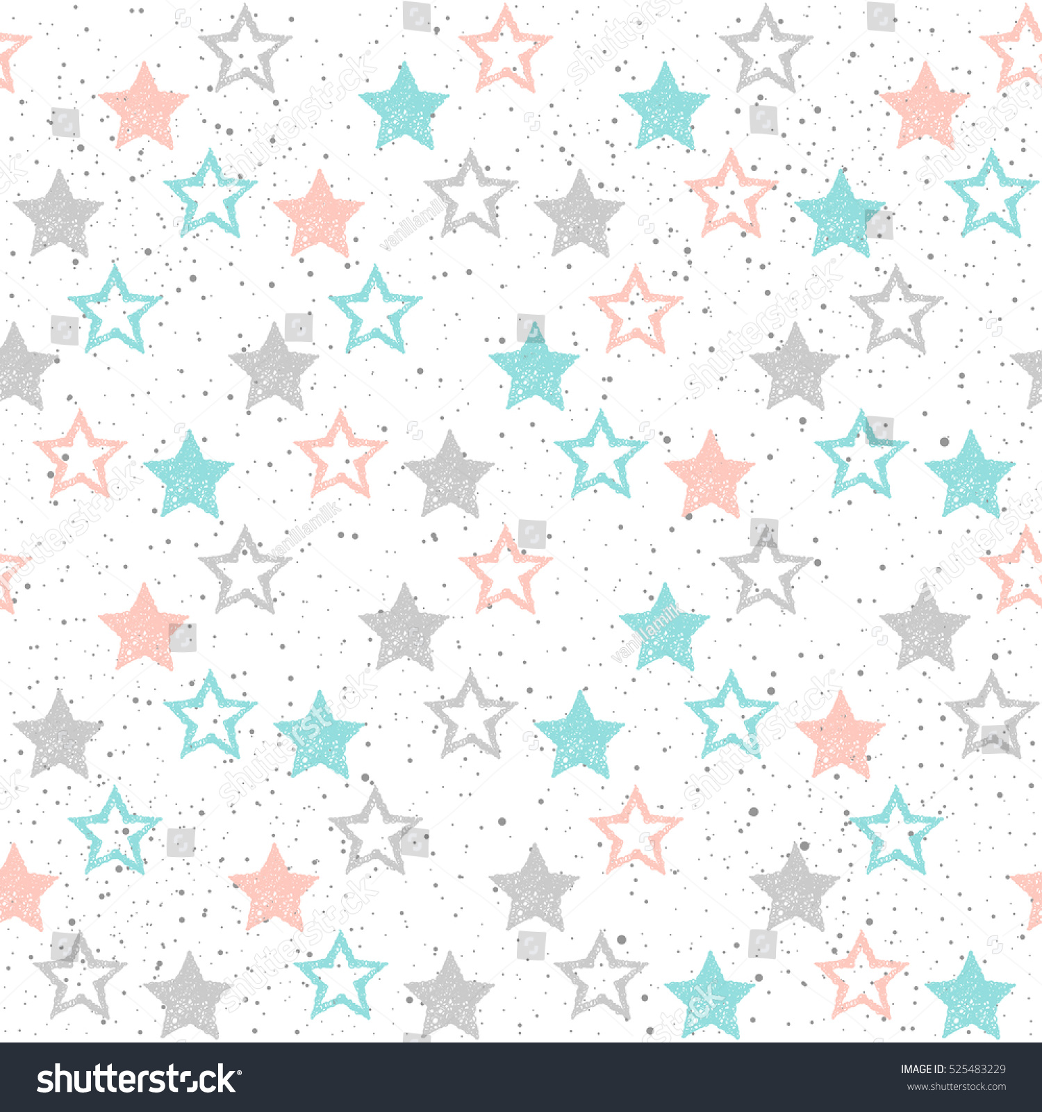 Doodle Star Seamless Background Grey Blue Stock Vector (royalty Free 