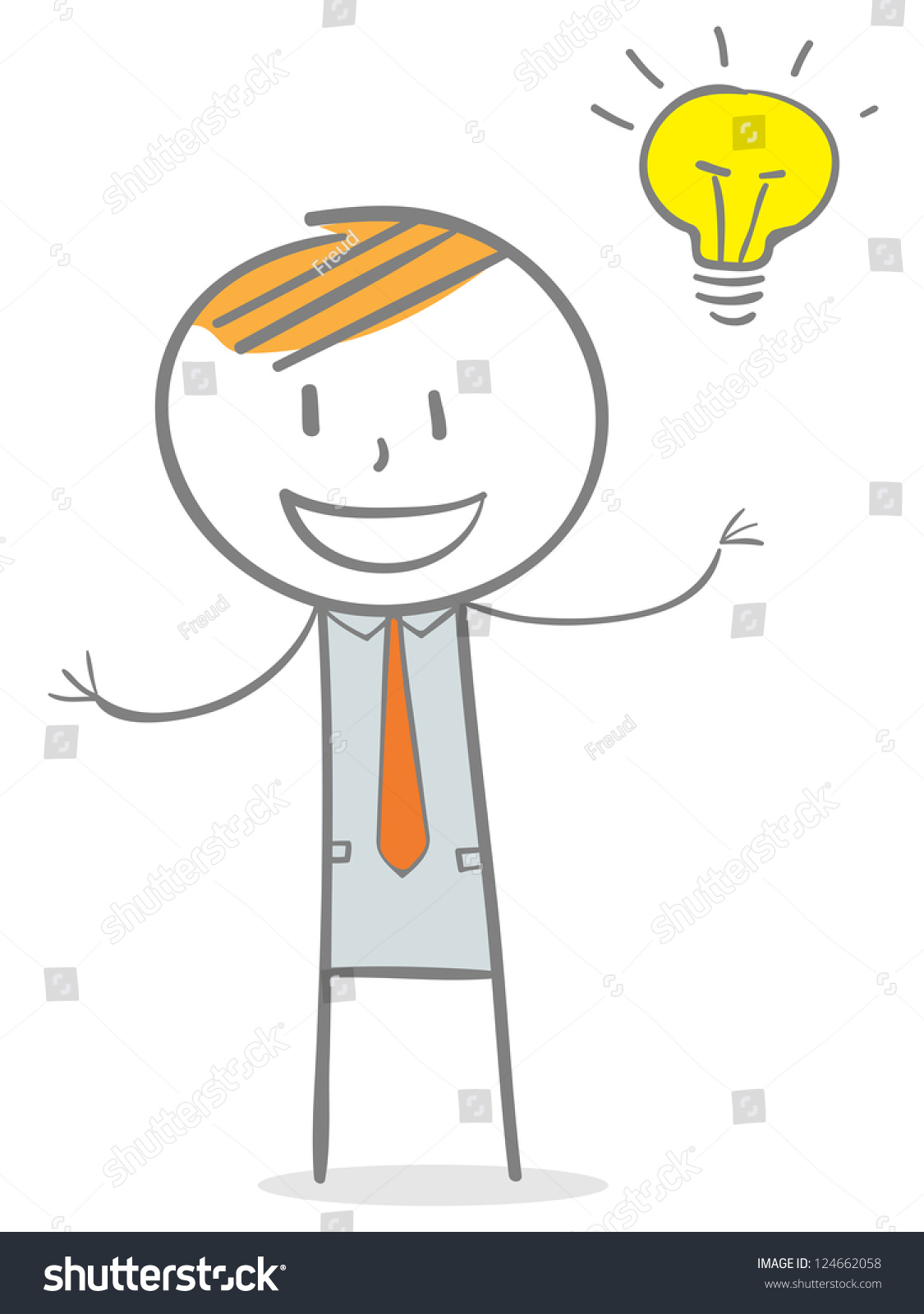 Doodle Stick Figure: Businessman With Big Idea. Stock Vector ...