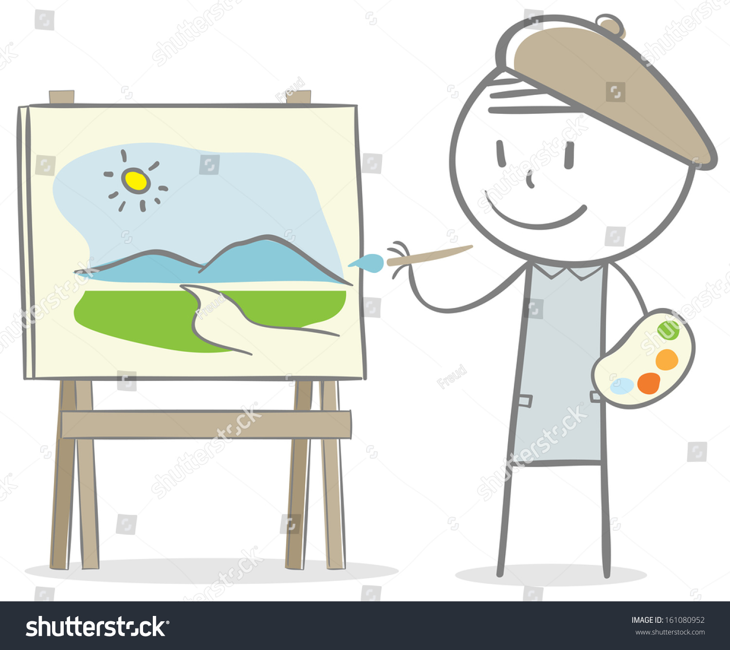 Doodle Stick Figure Man Painting On Stock Vector 161080952 - Shutterstock