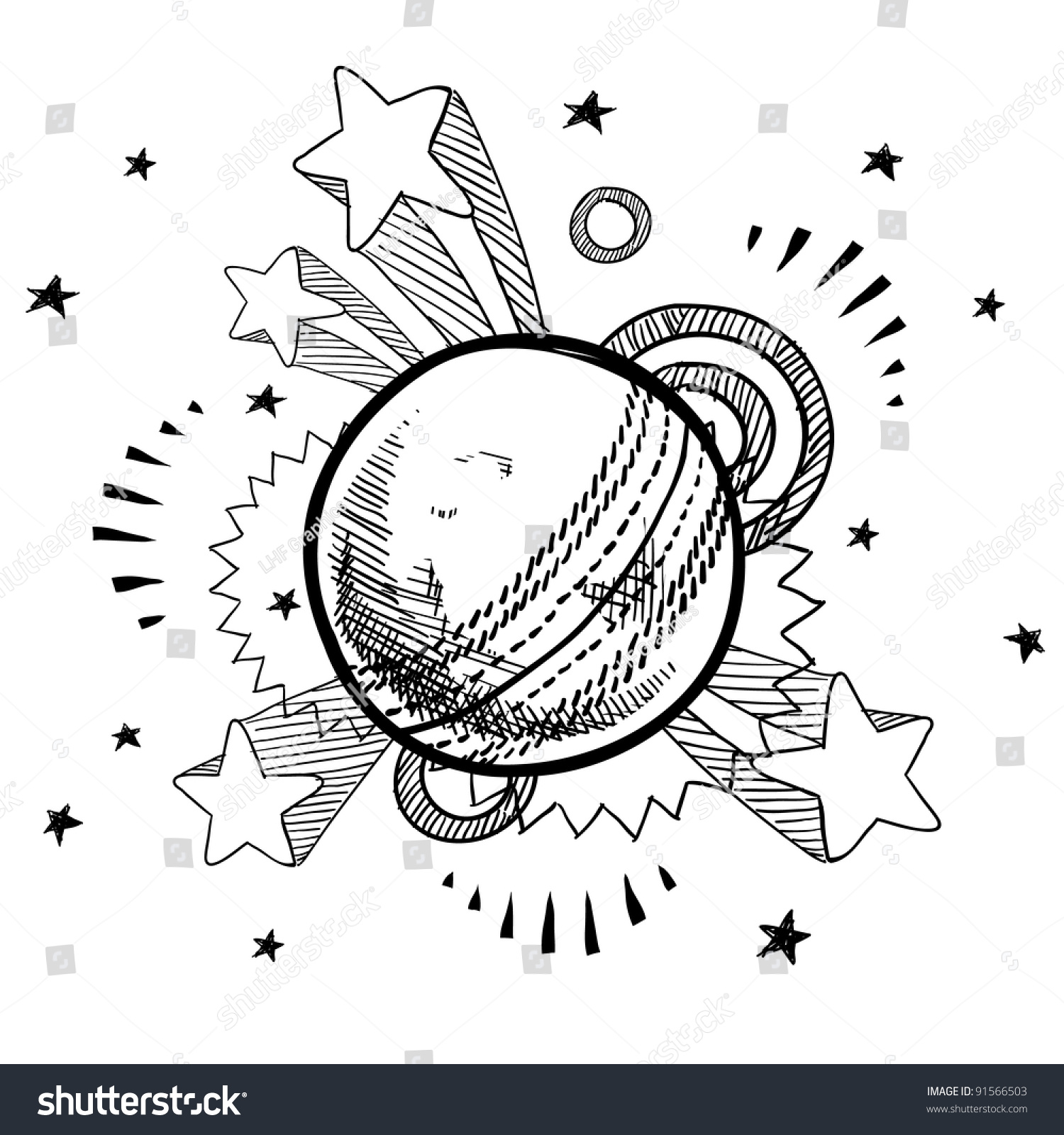 SVG of Doodle style cricket ball illustration in vector format with retro 1970s pop background svg