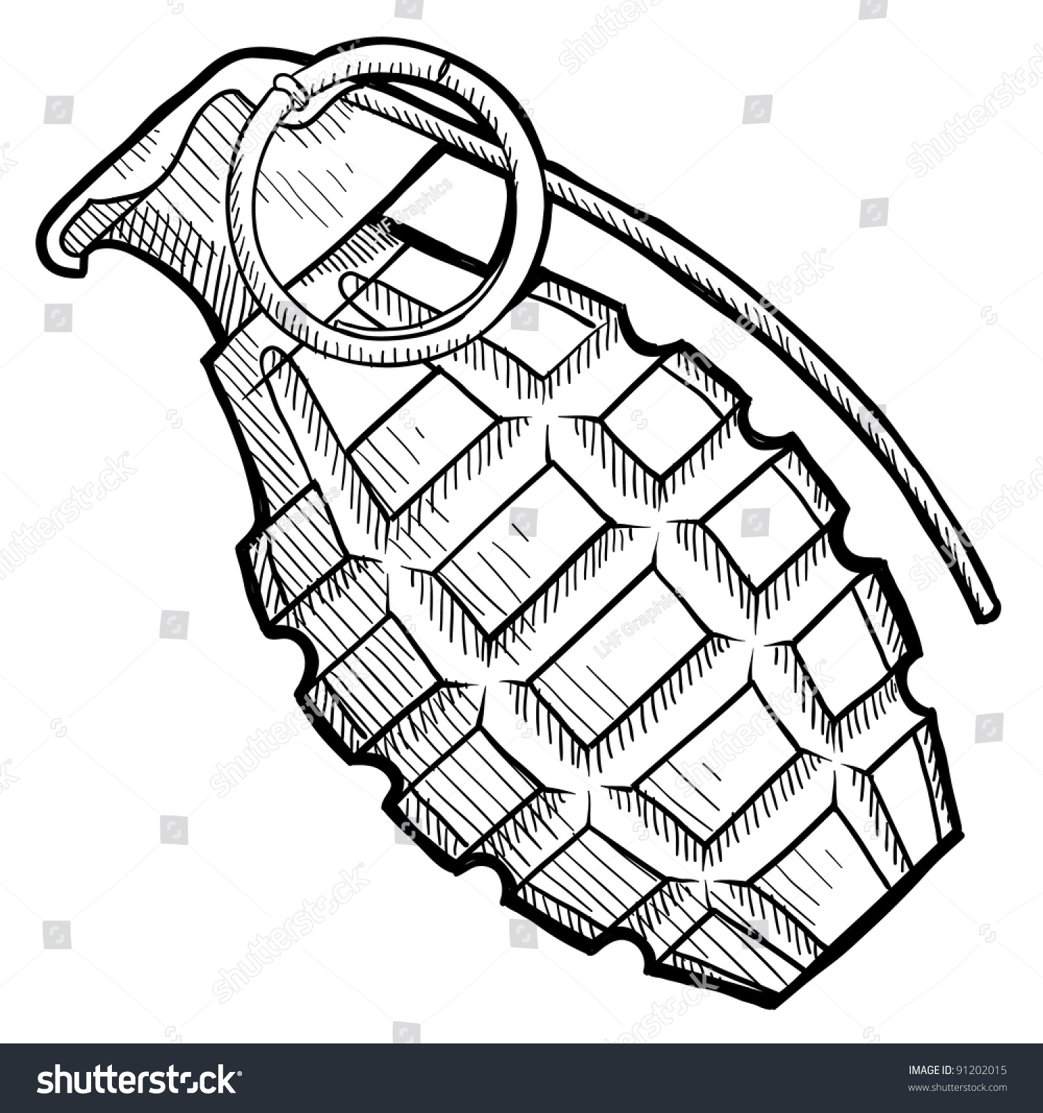 Doodle Style Pineapple Hand Grenade Illustration In Vector Format ...