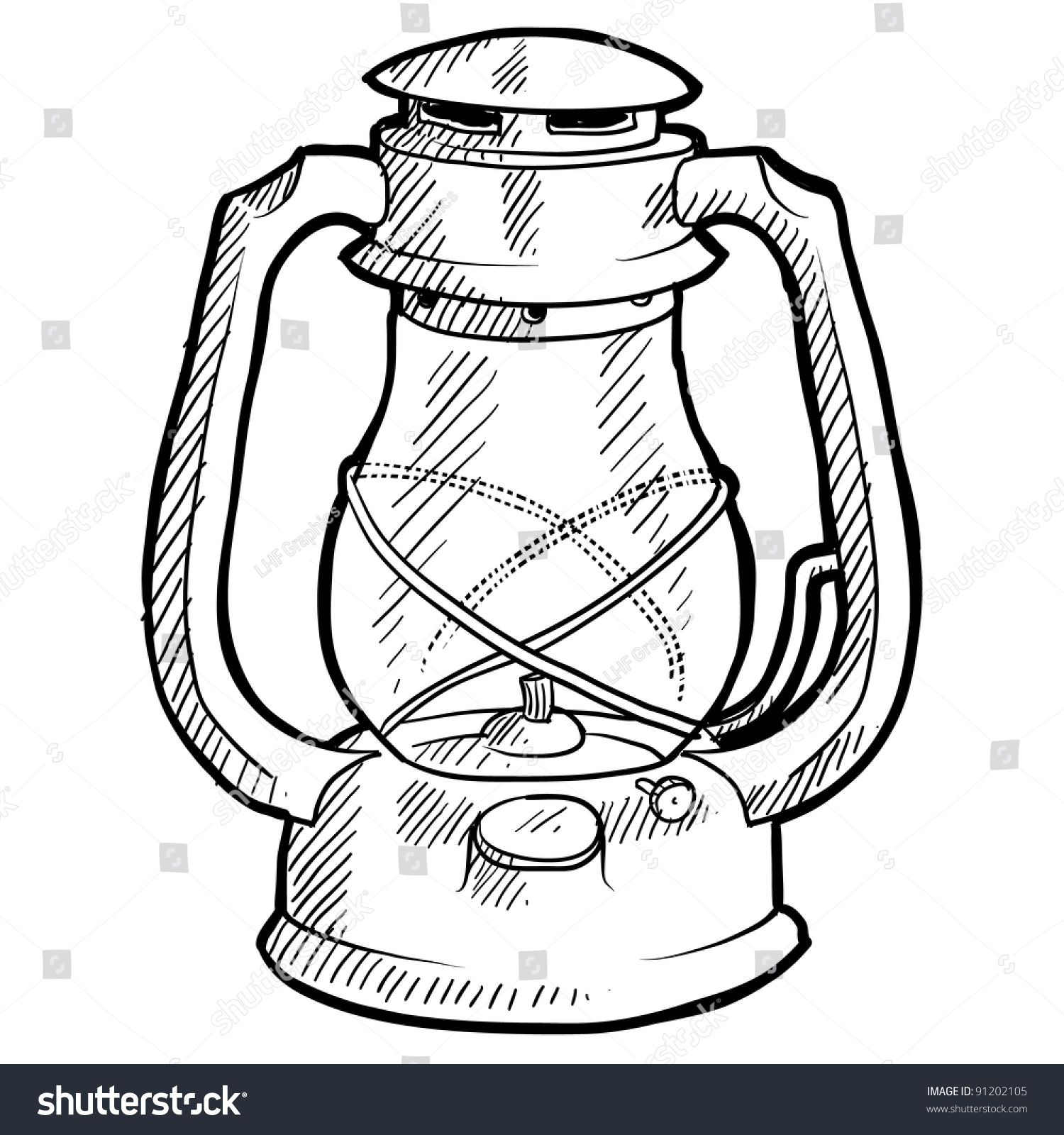 SVG of Doodle style retro camping lantern illustration in vector format suitable for web, print, or advertising use. svg