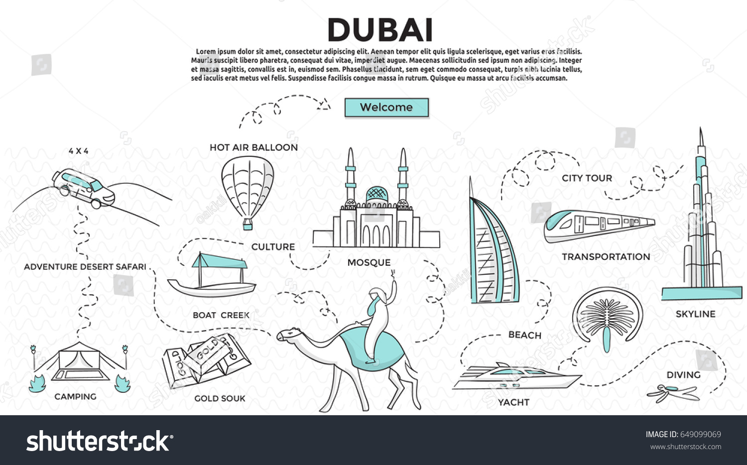 Doodle Style Travel Dubai Concept Modern Stock Vector 649099069 ...