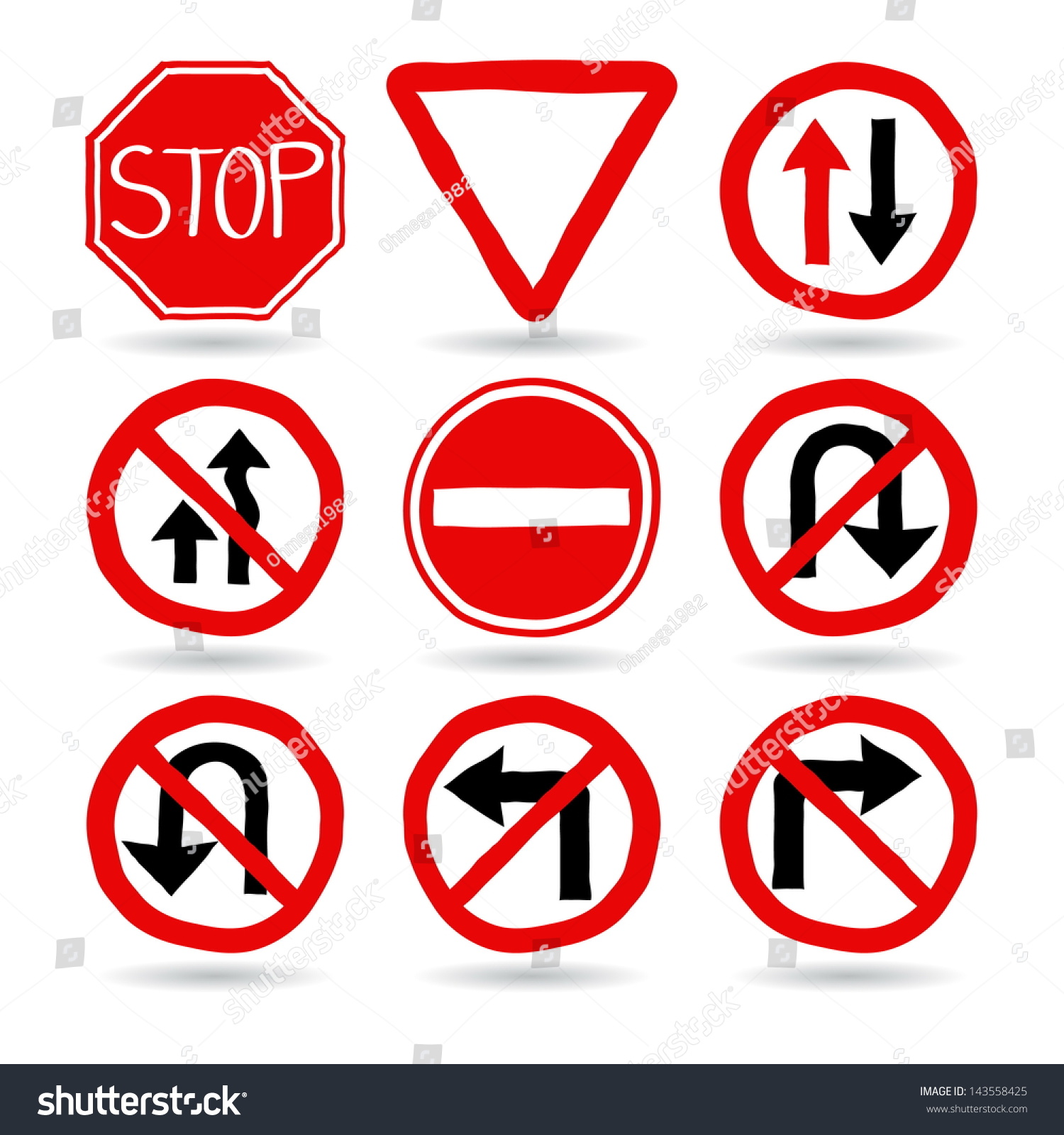 Doodle Traffic Signs Vector Illustration Eps Stock Vector 143558425 ...