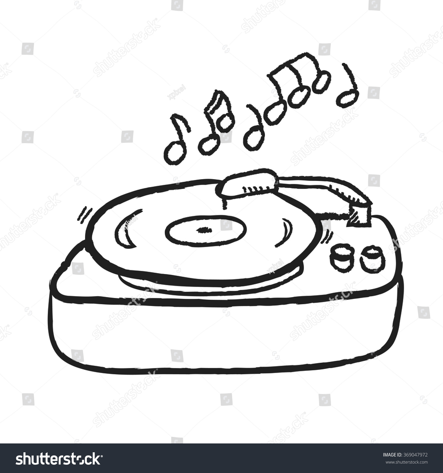 Doodle Turntable Record Player Lp Gramophone Stock Vector 369047972 ...