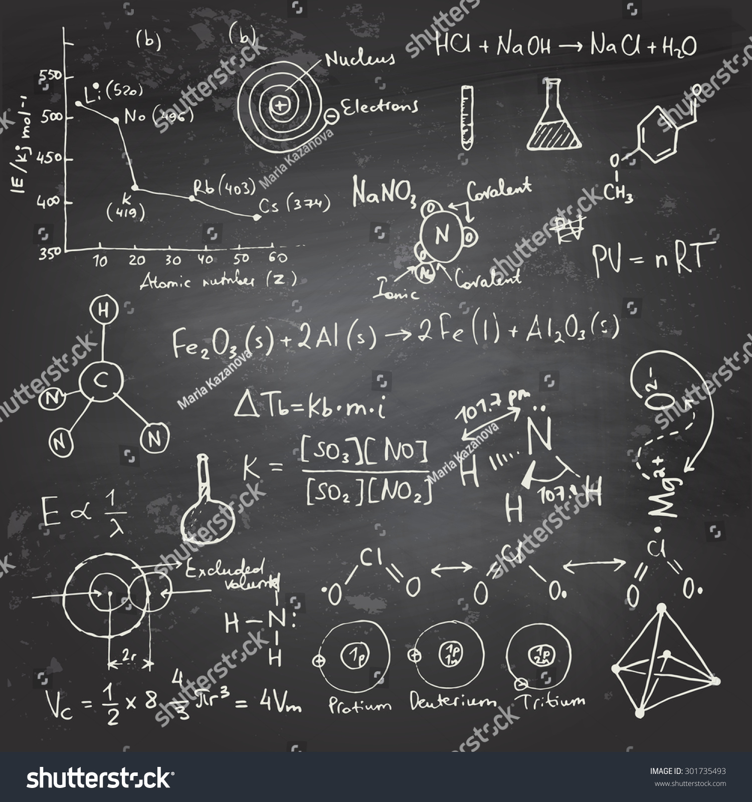 Doodle Writing Drawing Chemical Formulas Chalk Stock Vector (Royalty ...