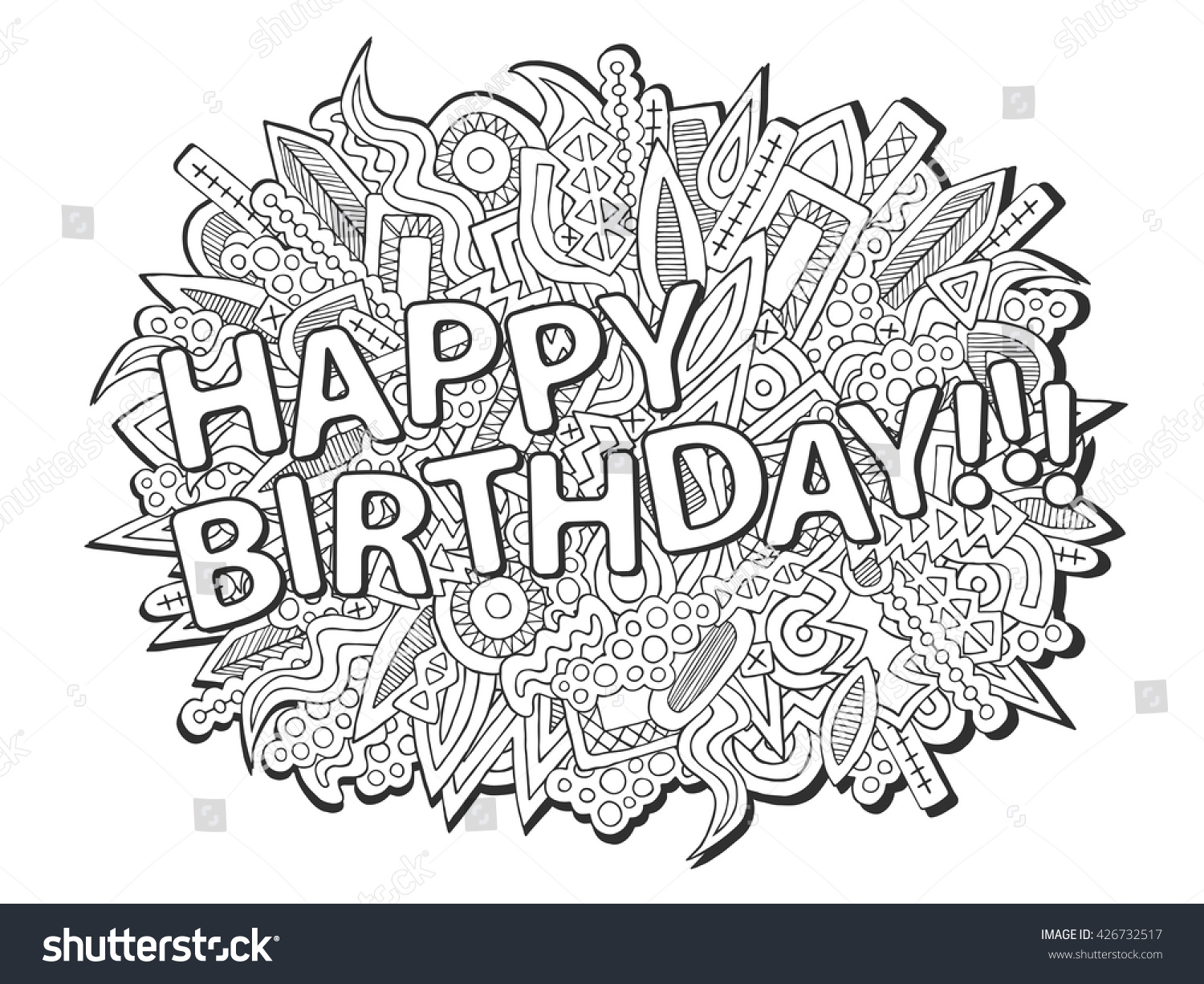 Doodles Happy Birthday Vector Abstract Ethnic Stock Vector Royalty